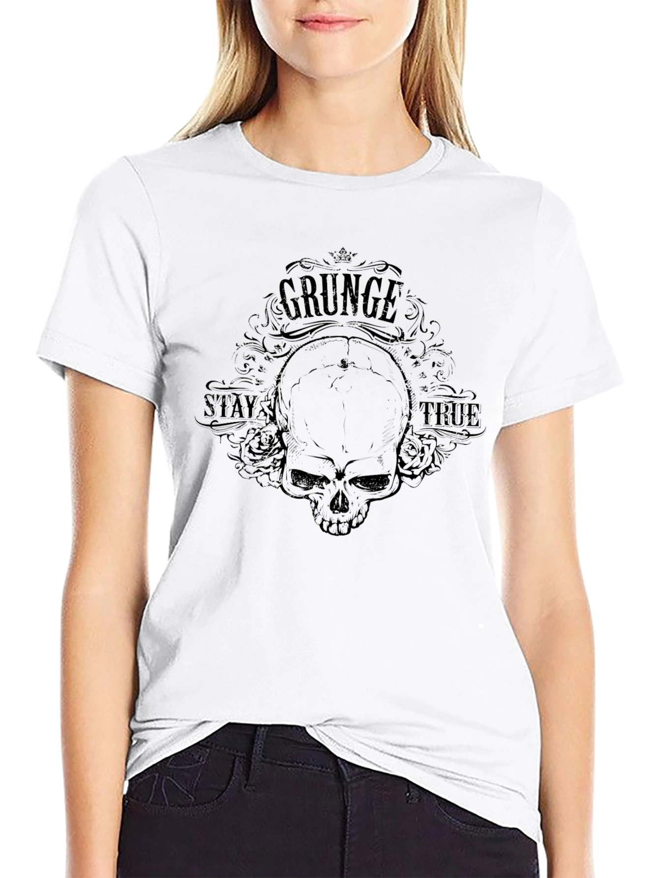 Grunge Skull Graphic Tee - Stay True T-Shirt
