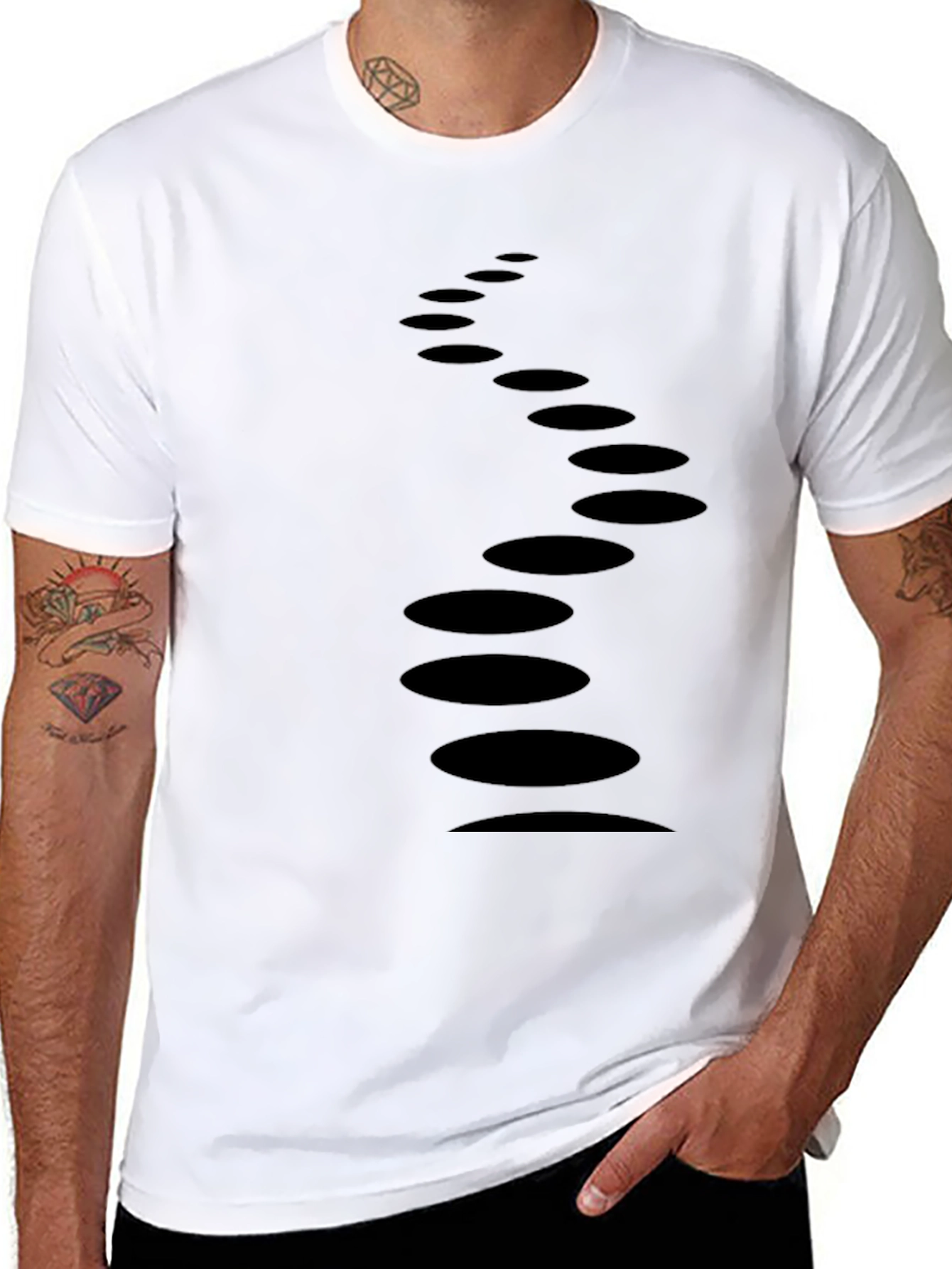 Mens Black T-Shirt with Abstract Dot Design