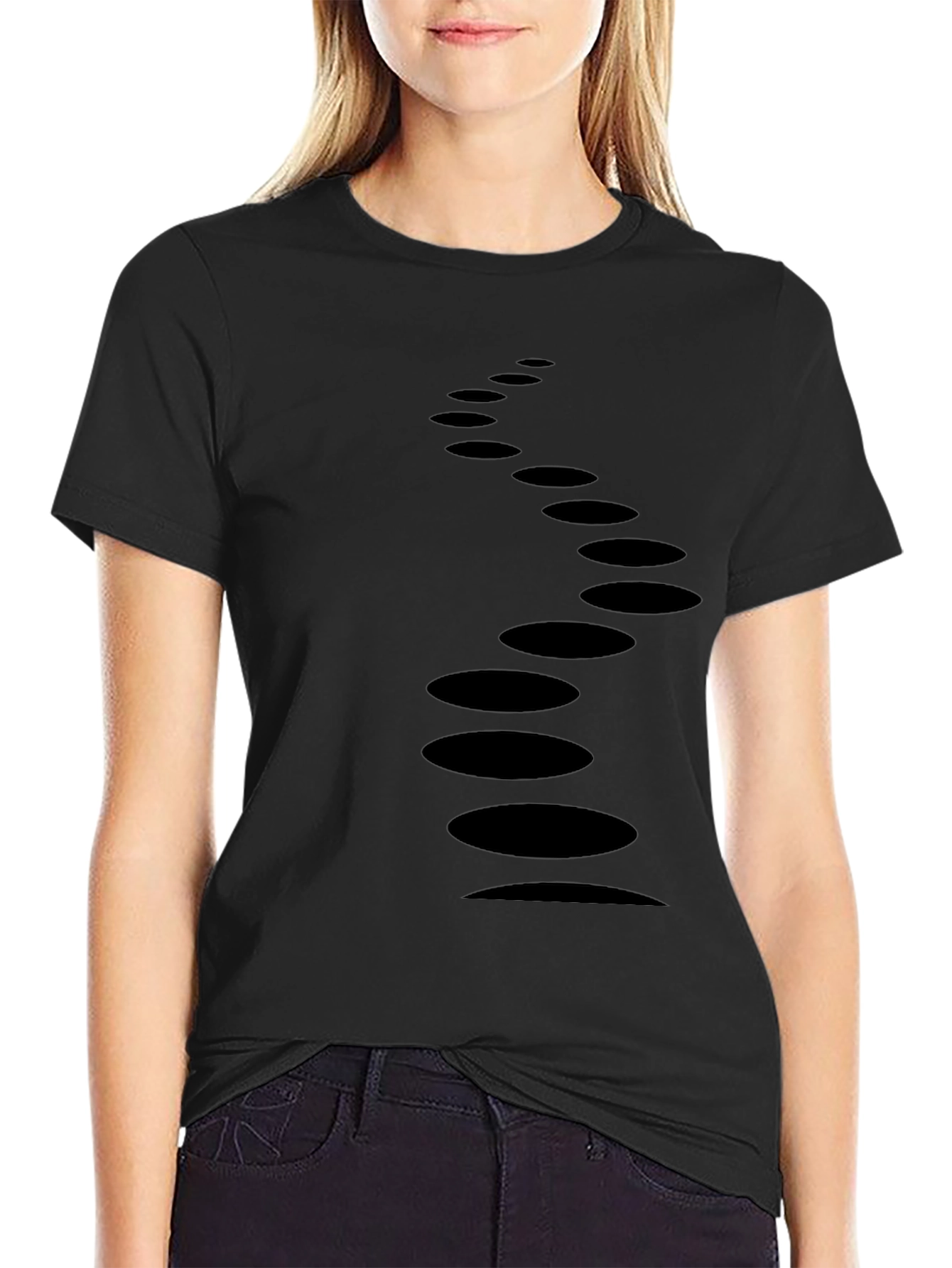 Mens Black T-Shirt with Abstract Dot Design
