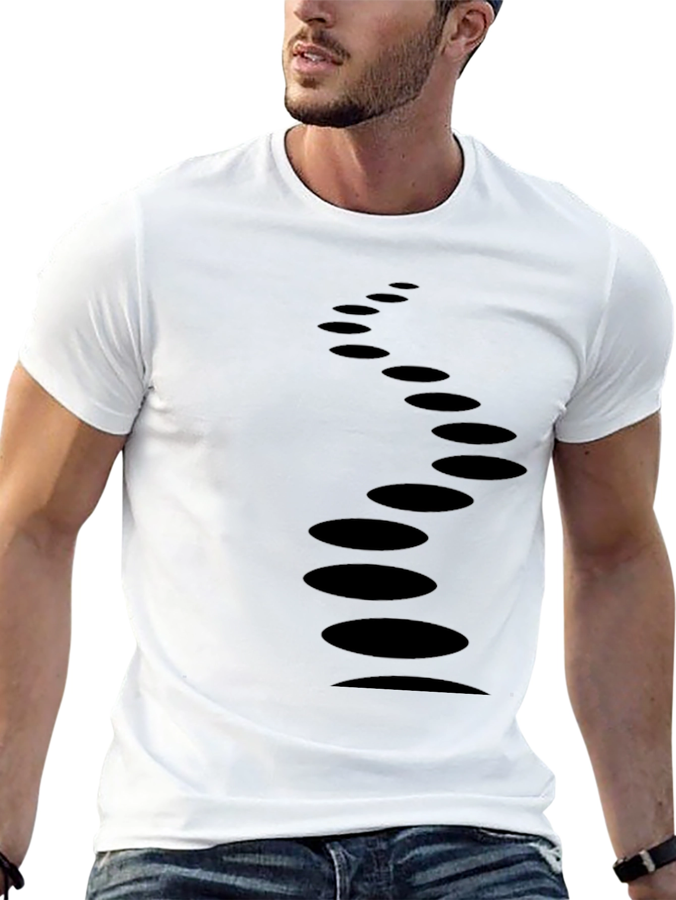 Mens Black T-Shirt with Abstract Dot Design