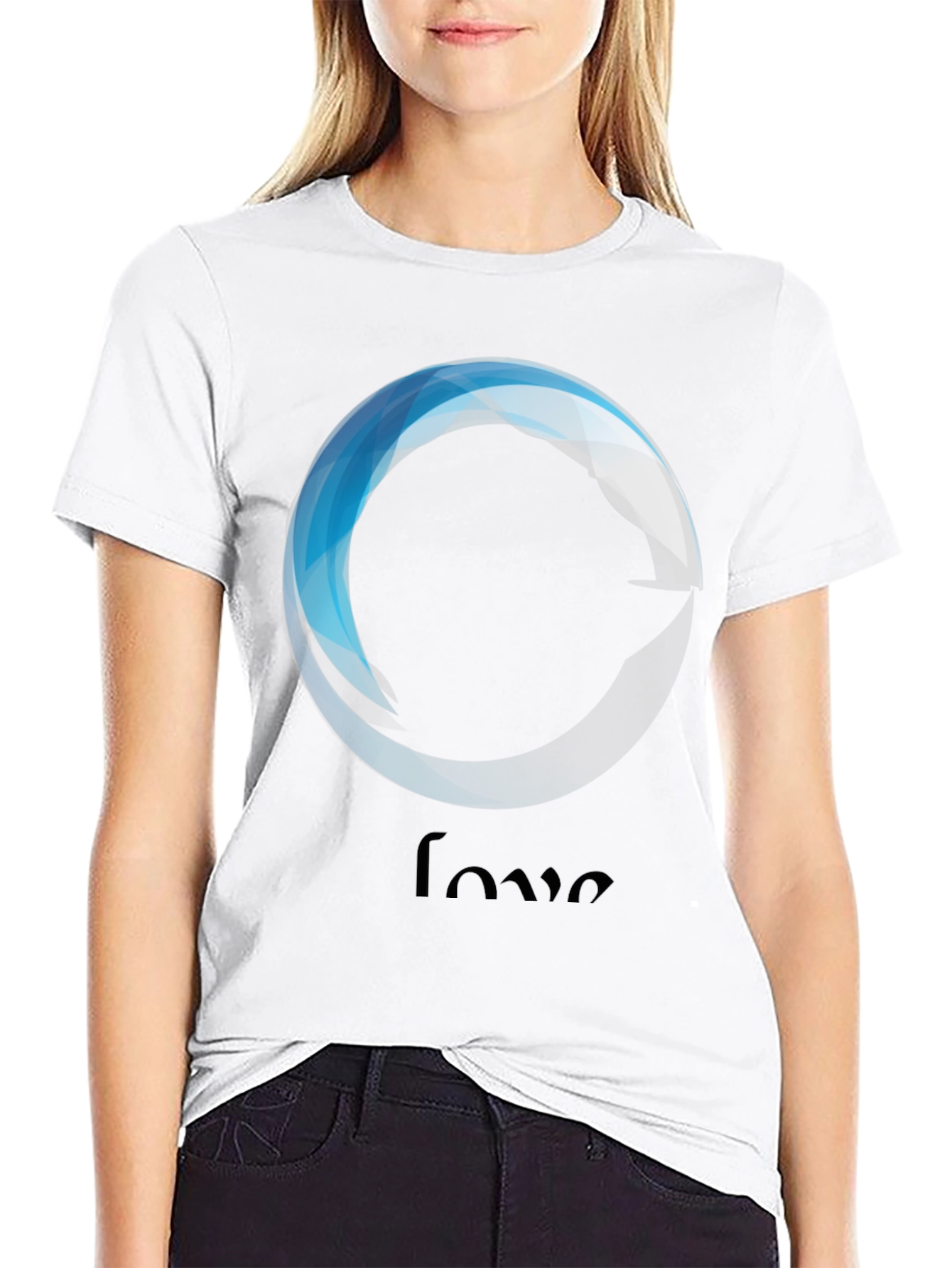 Geometric Love Graphic Black T-Shirt