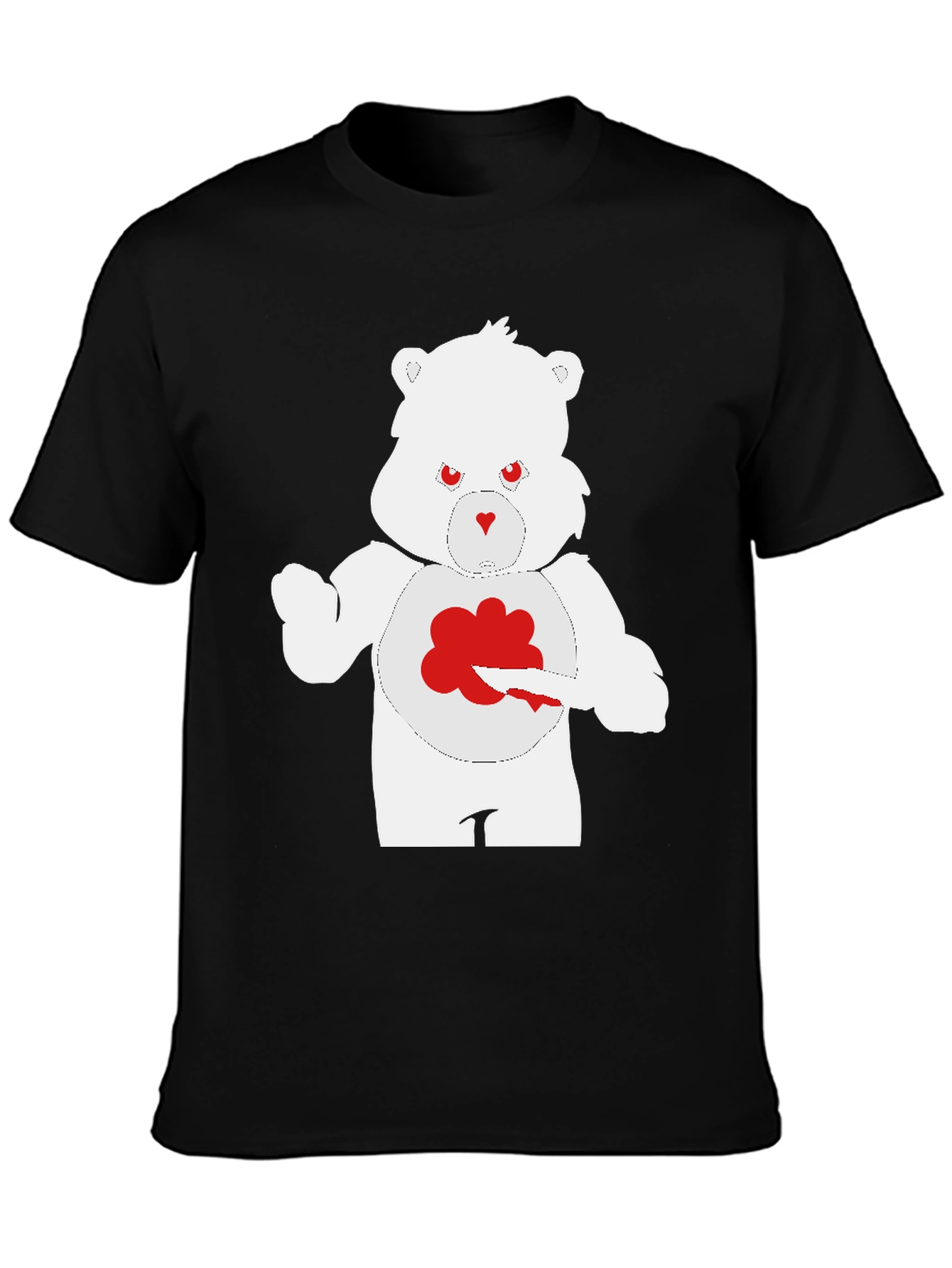 Mens Black T-Shirt - Grumpy Bear Design