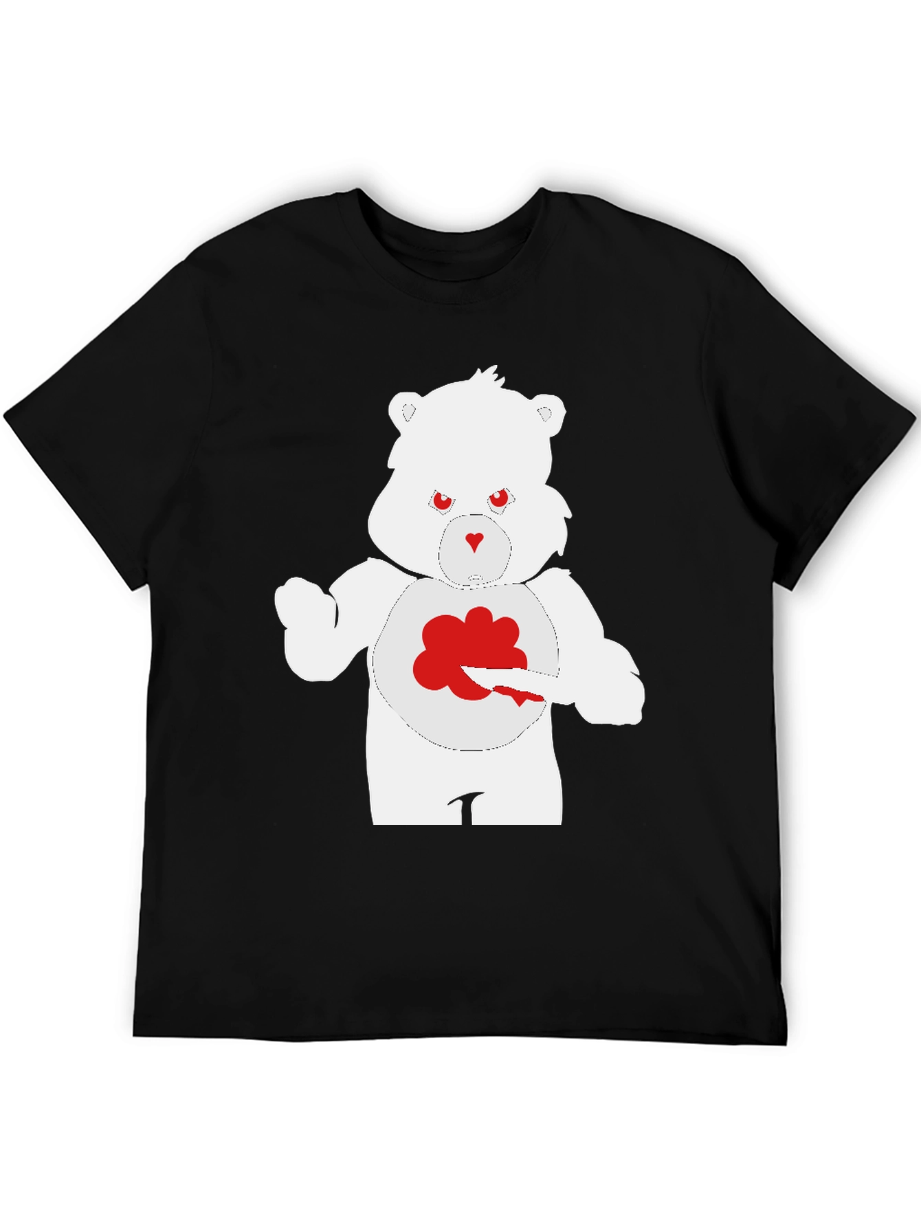 Mens Black T-Shirt - Grumpy Bear Design