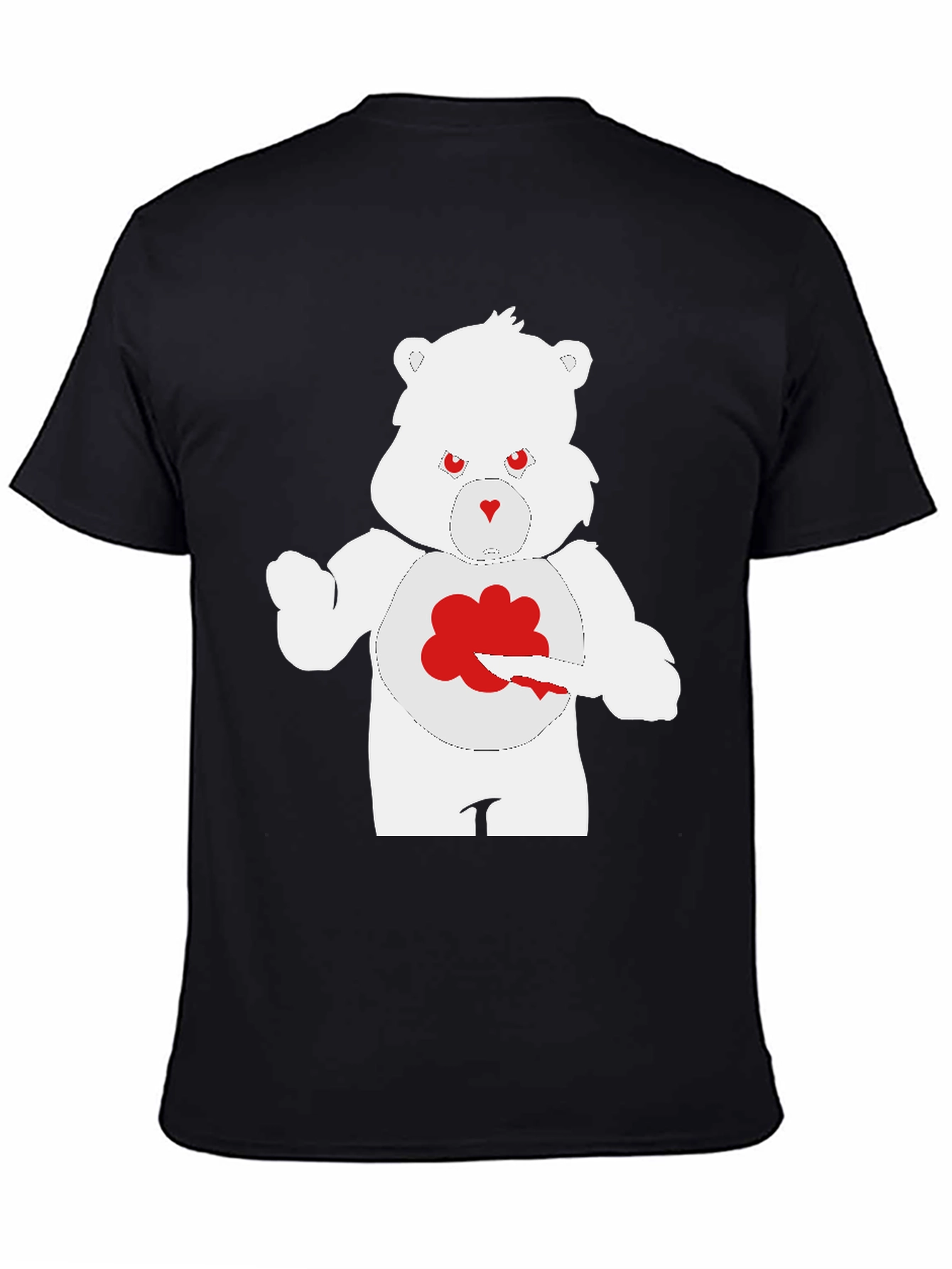 Mens Black T-Shirt - Grumpy Bear Design