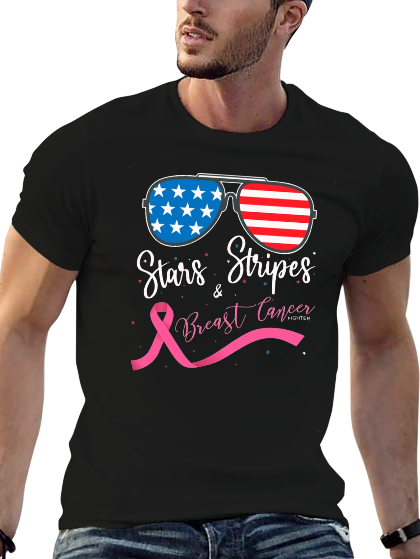 Stars & Stripes Breast Cancer Fighter T-Shirt
