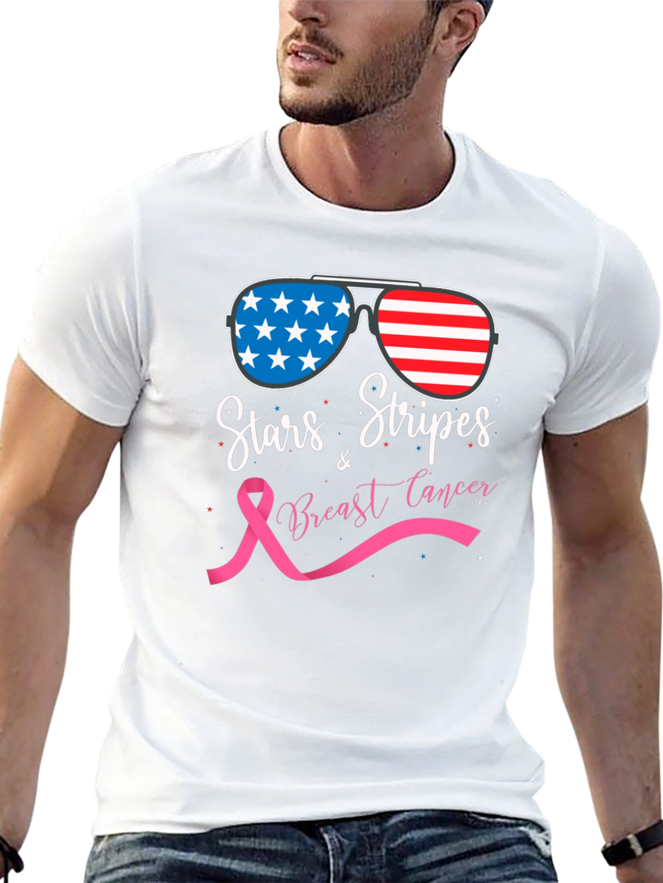 Stars & Stripes Breast Cancer Fighter T-Shirt