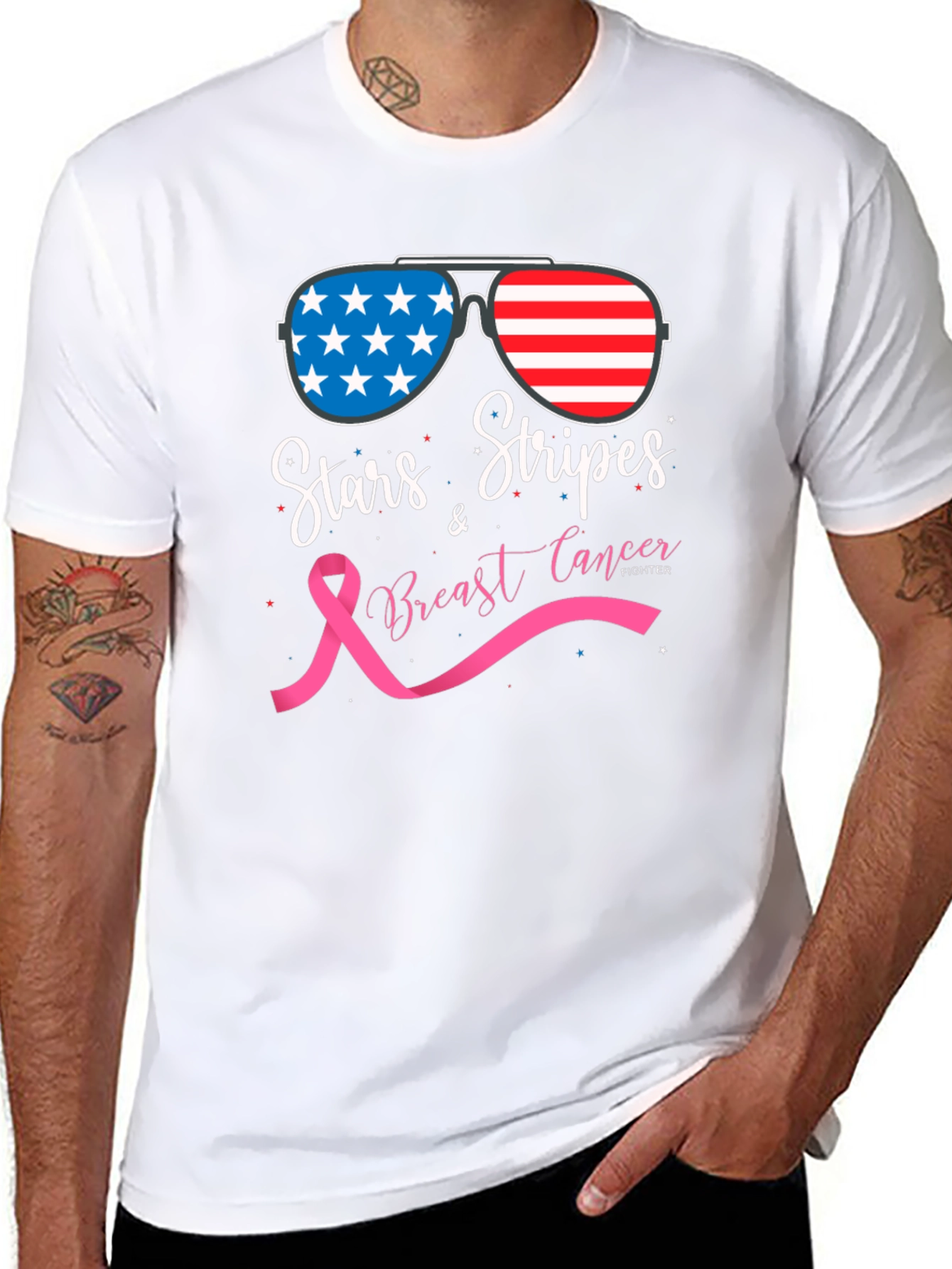 Stars & Stripes Breast Cancer Fighter T-Shirt