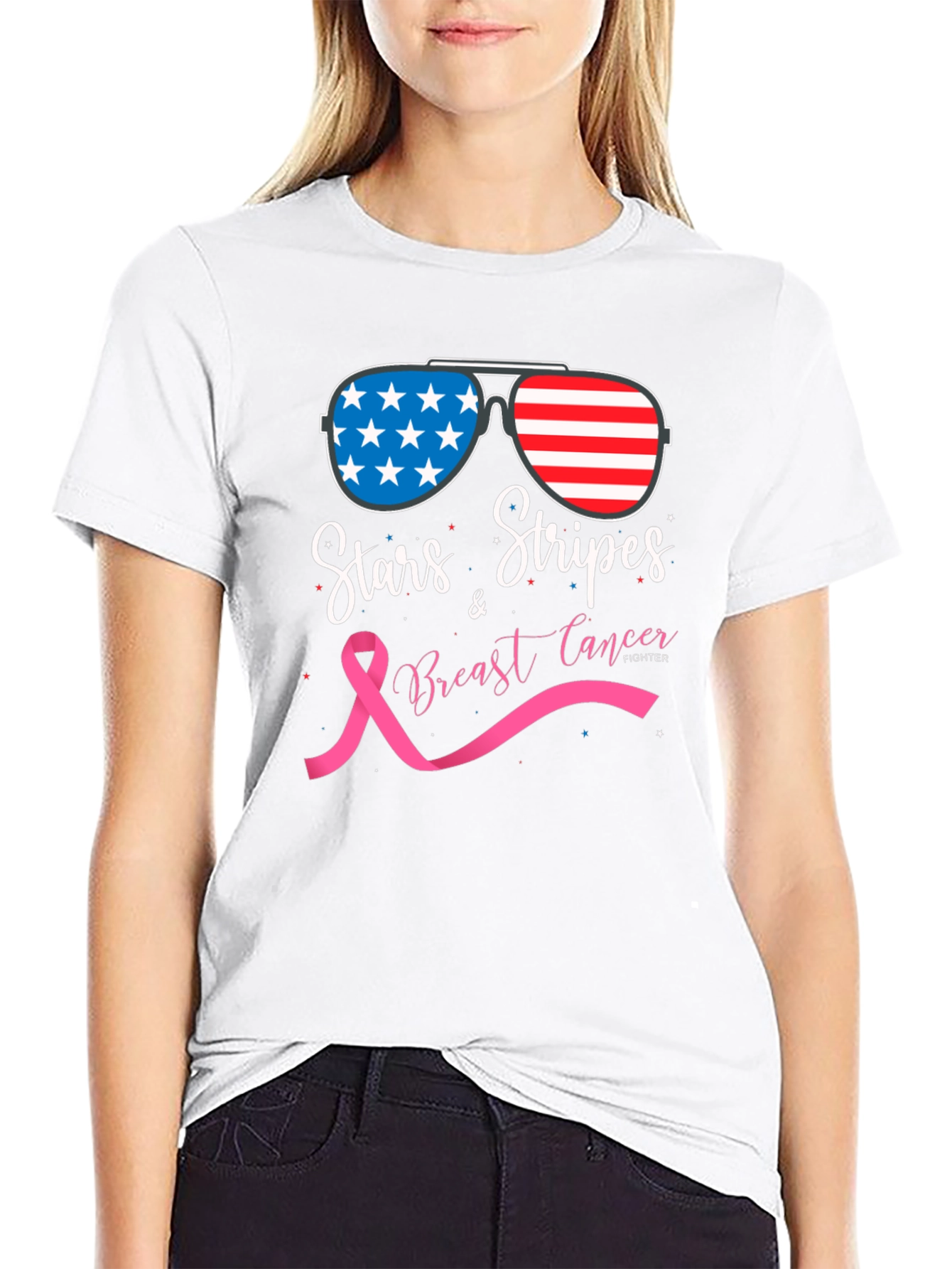 Stars & Stripes Breast Cancer Fighter T-Shirt