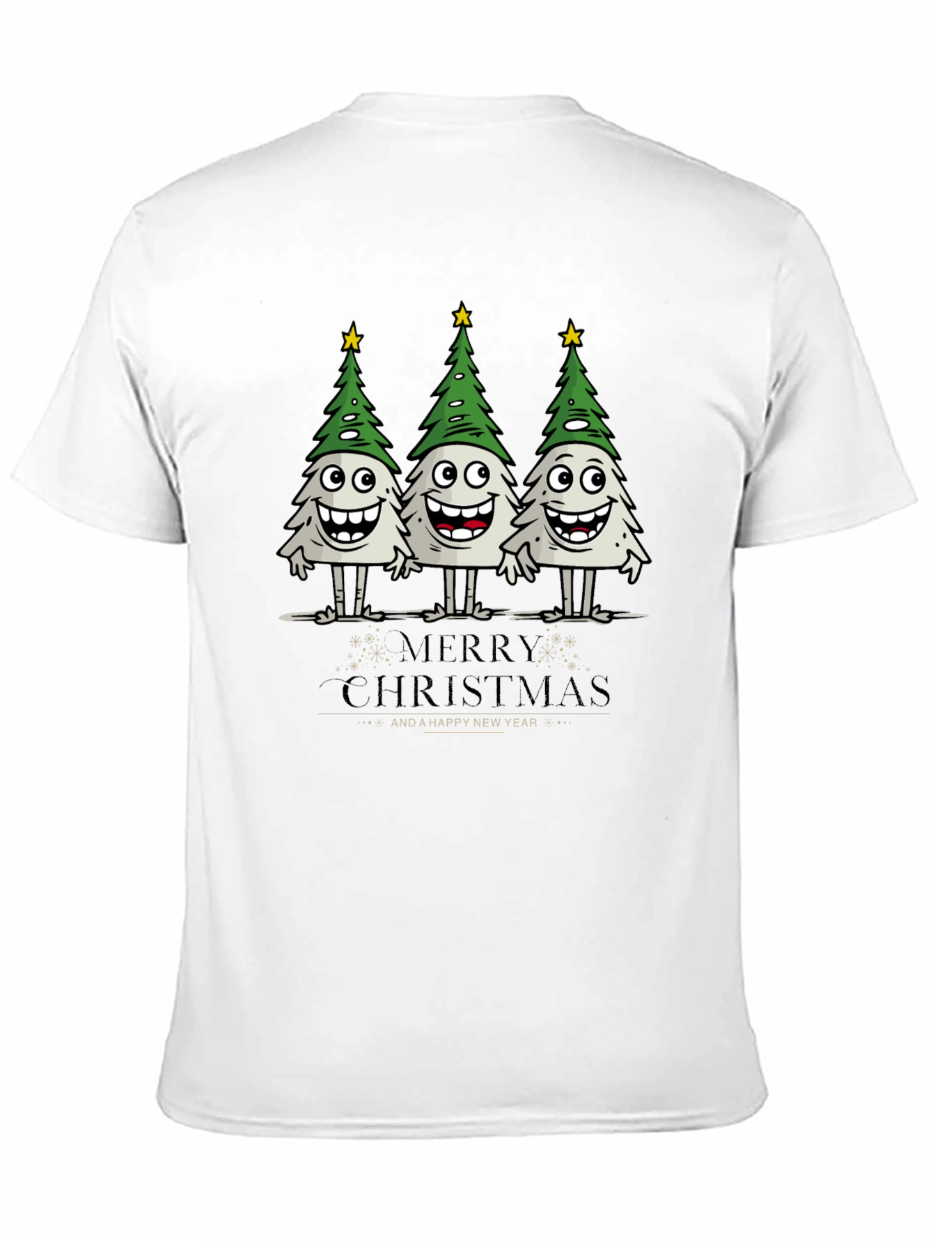 Funny Christmas Trees Graphic Black T-Shirt