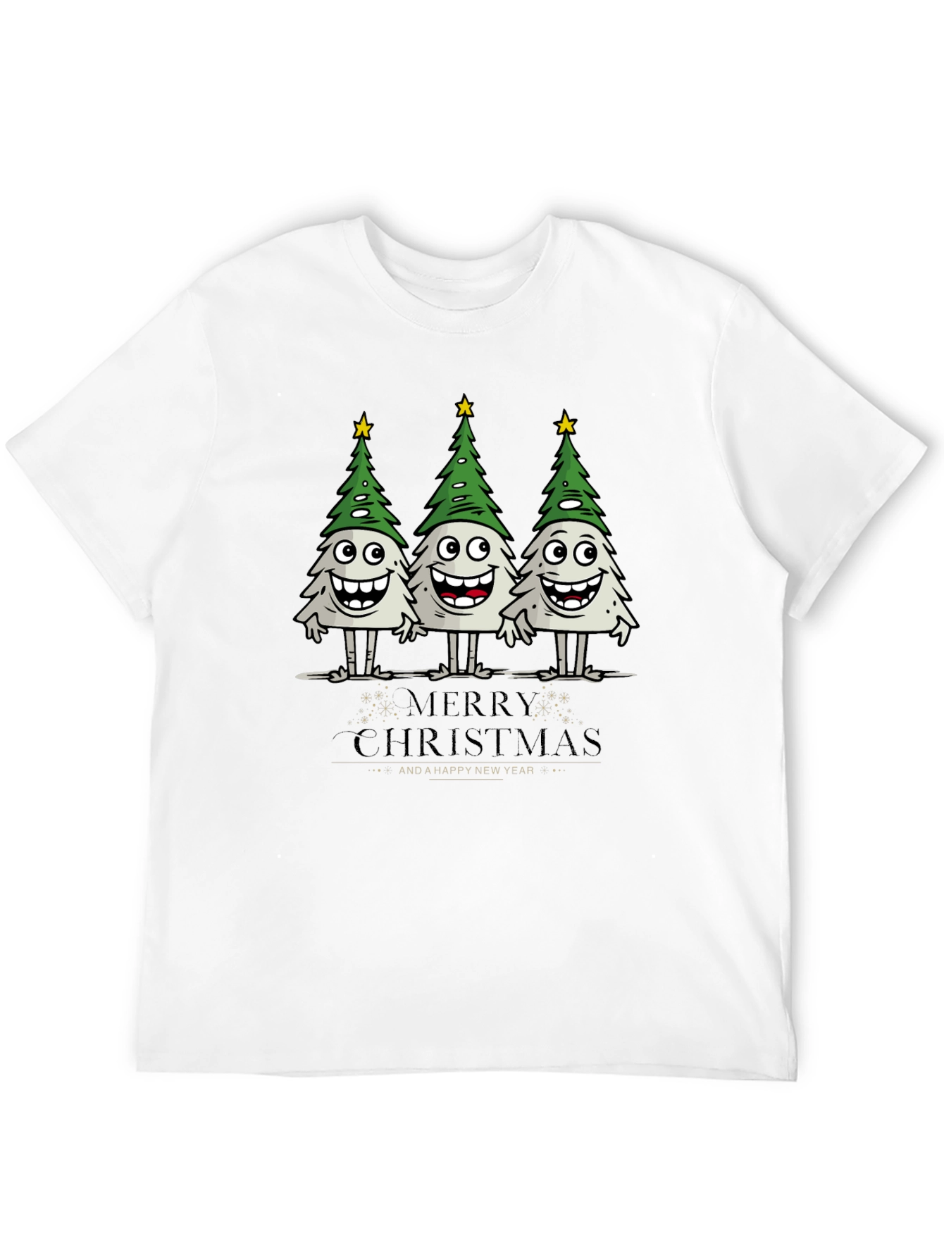 Funny Christmas Trees Graphic Black T-Shirt
