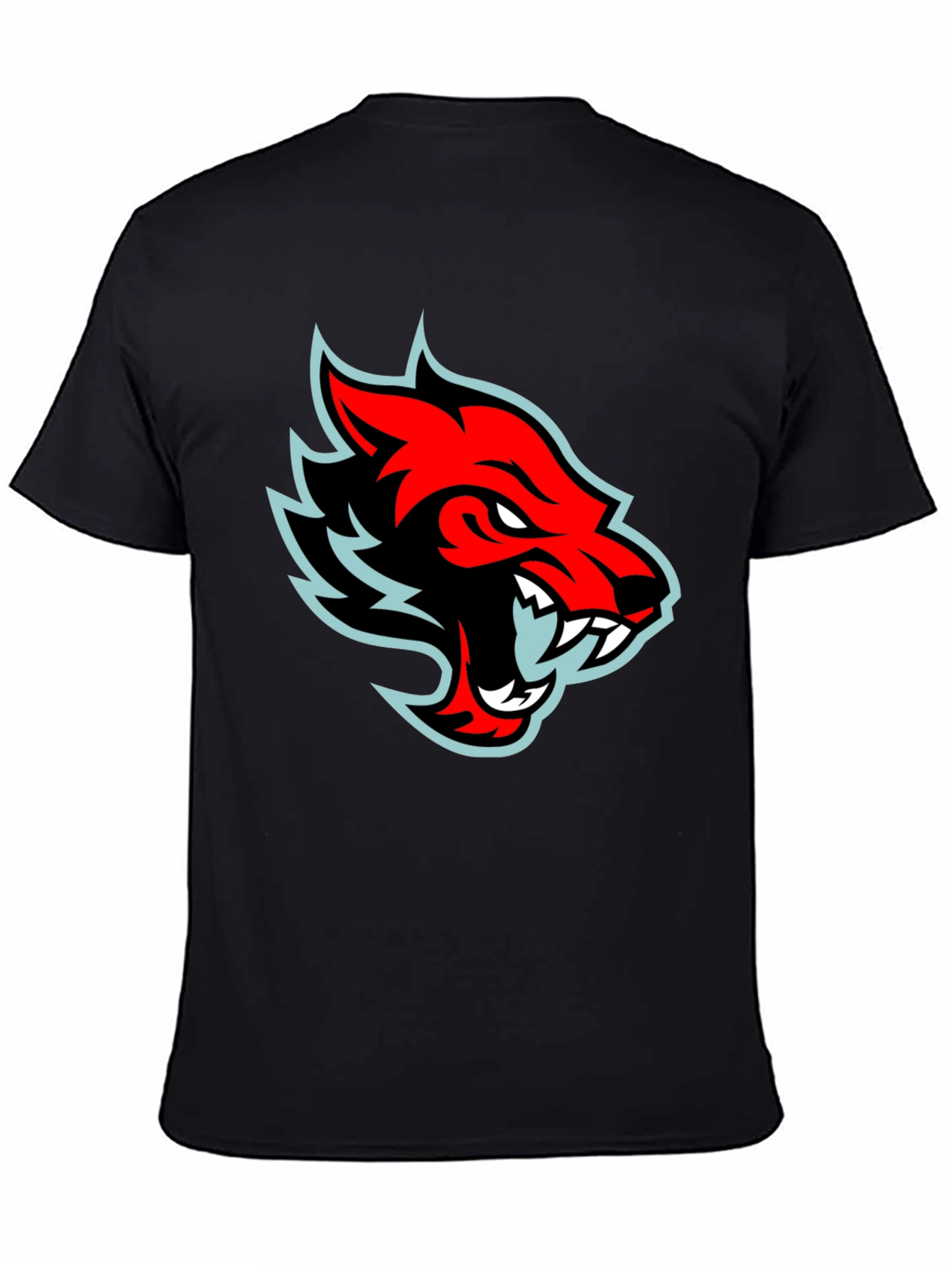 Red Wolf Graphic Tee - Cool Black T-Shirt