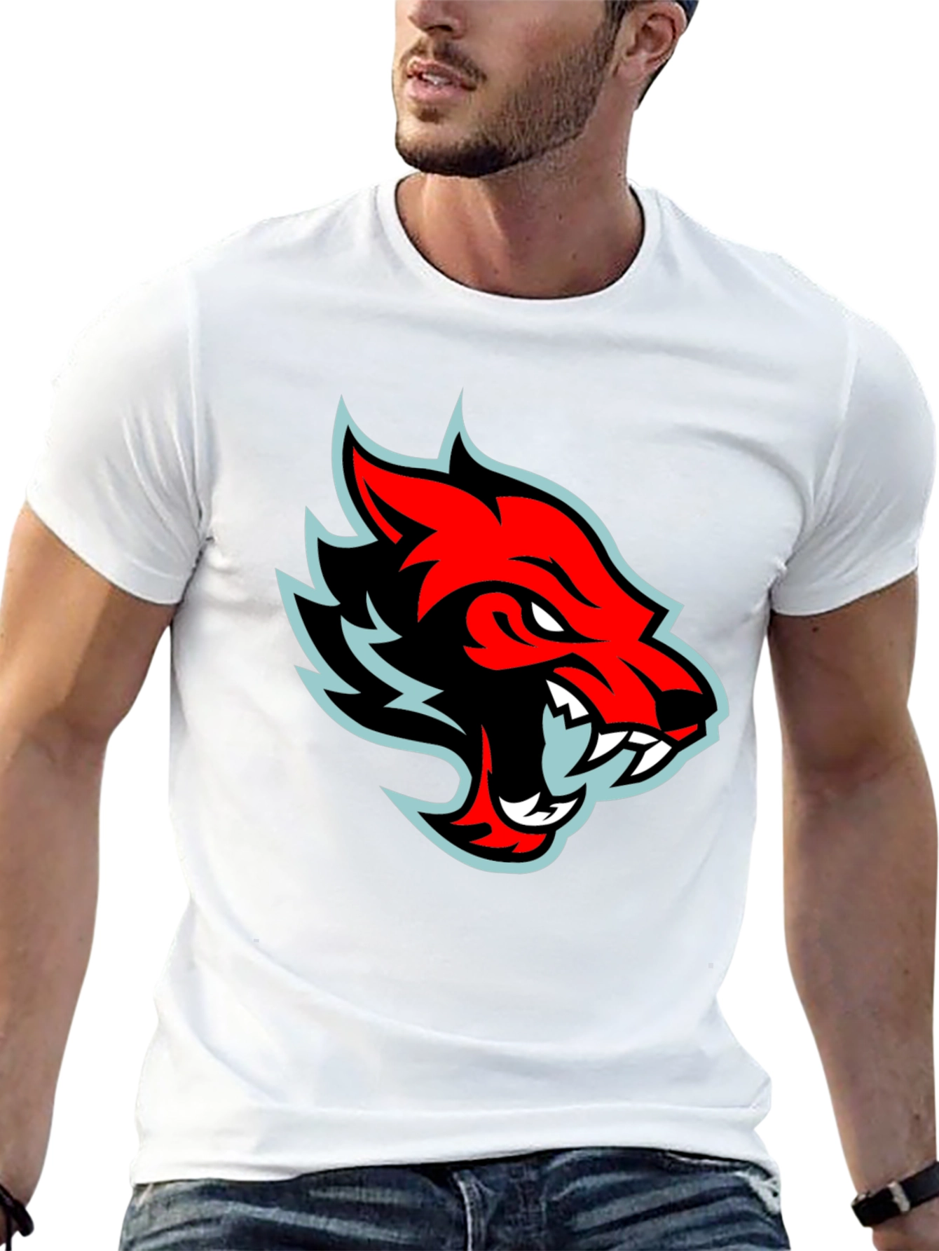 Red Wolf Graphic Tee - Cool Black T-Shirt