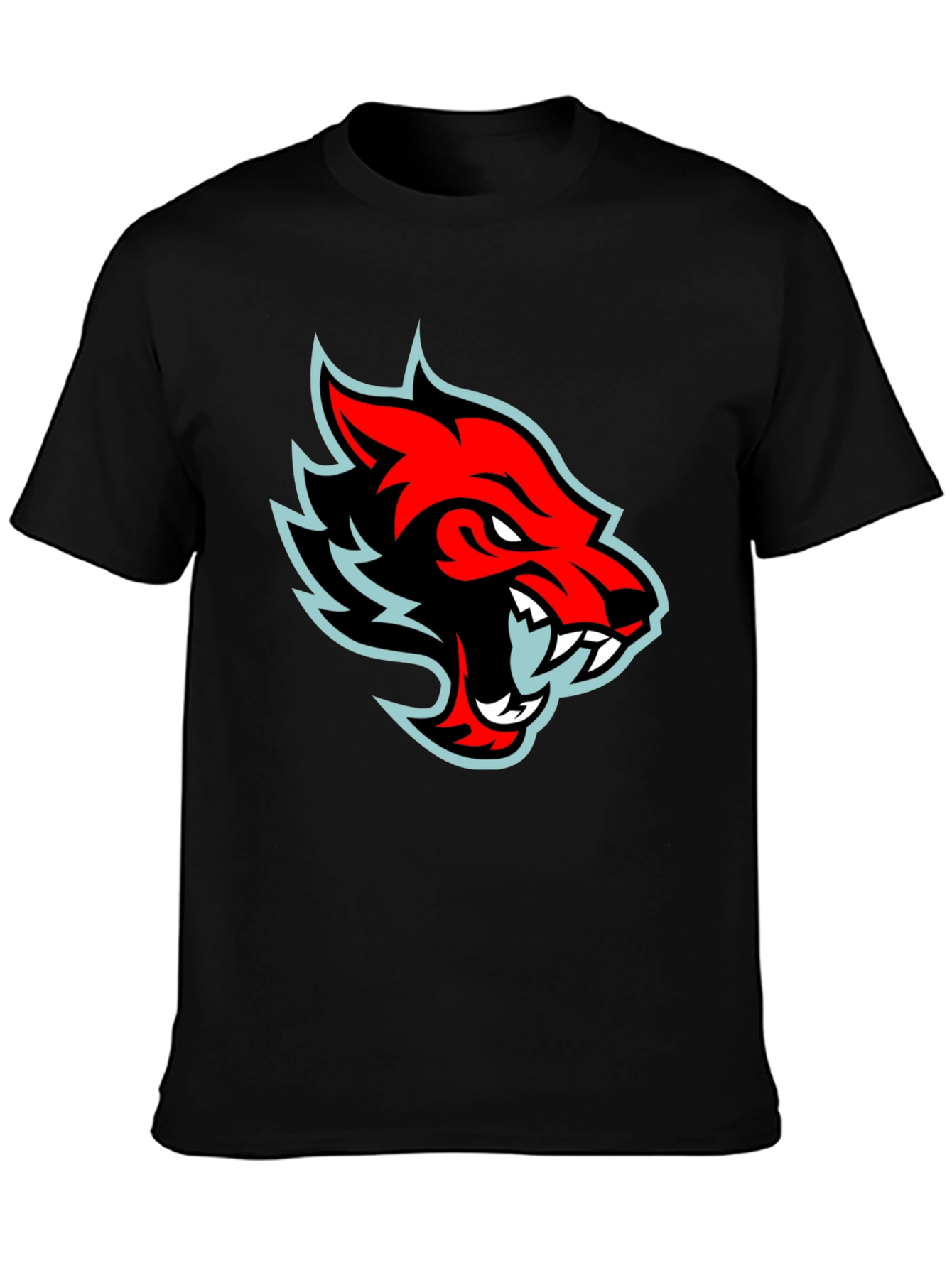 Red Wolf Graphic Tee - Cool Black T-Shirt