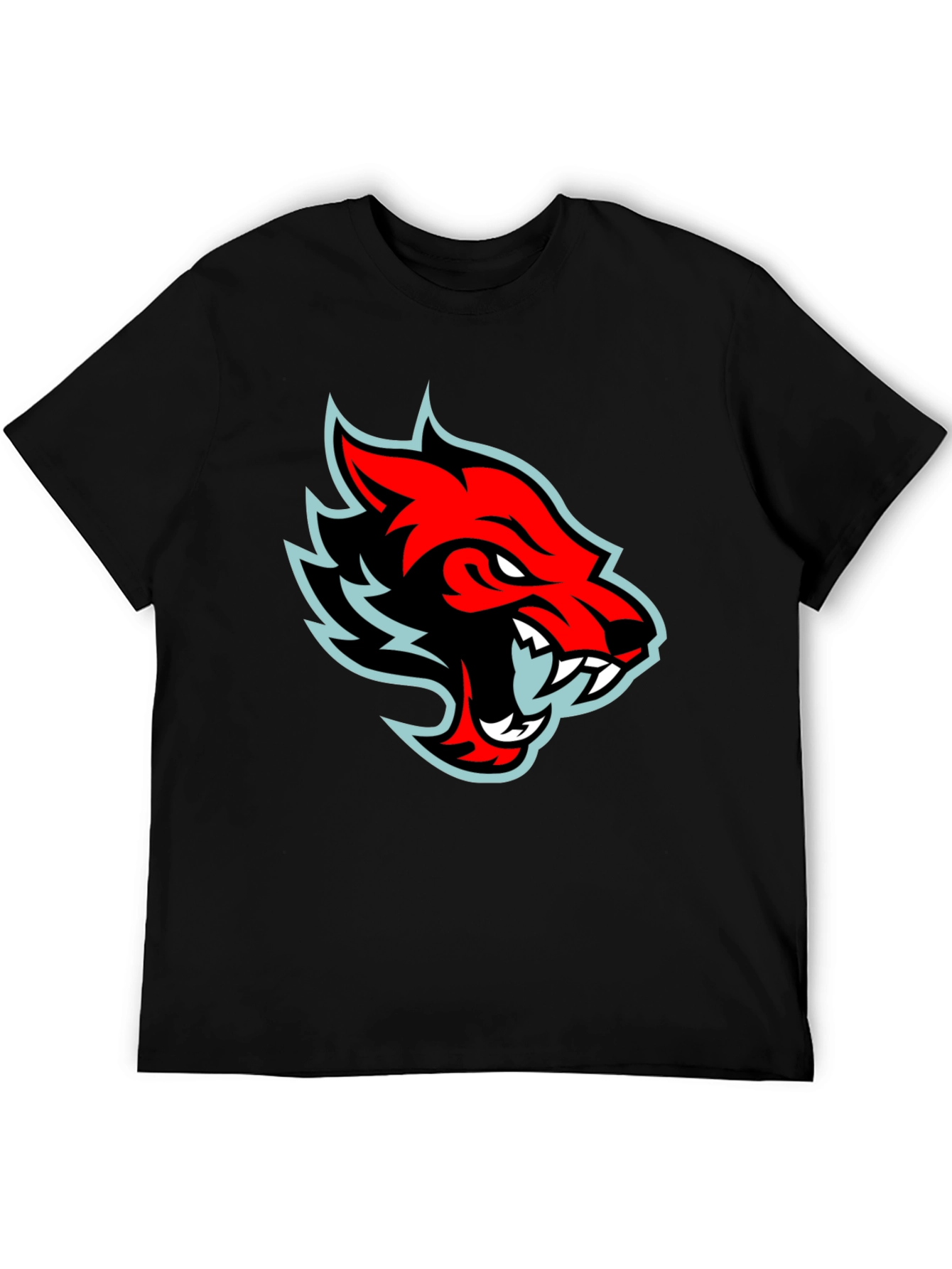Red Wolf Graphic Tee - Cool Black T-Shirt