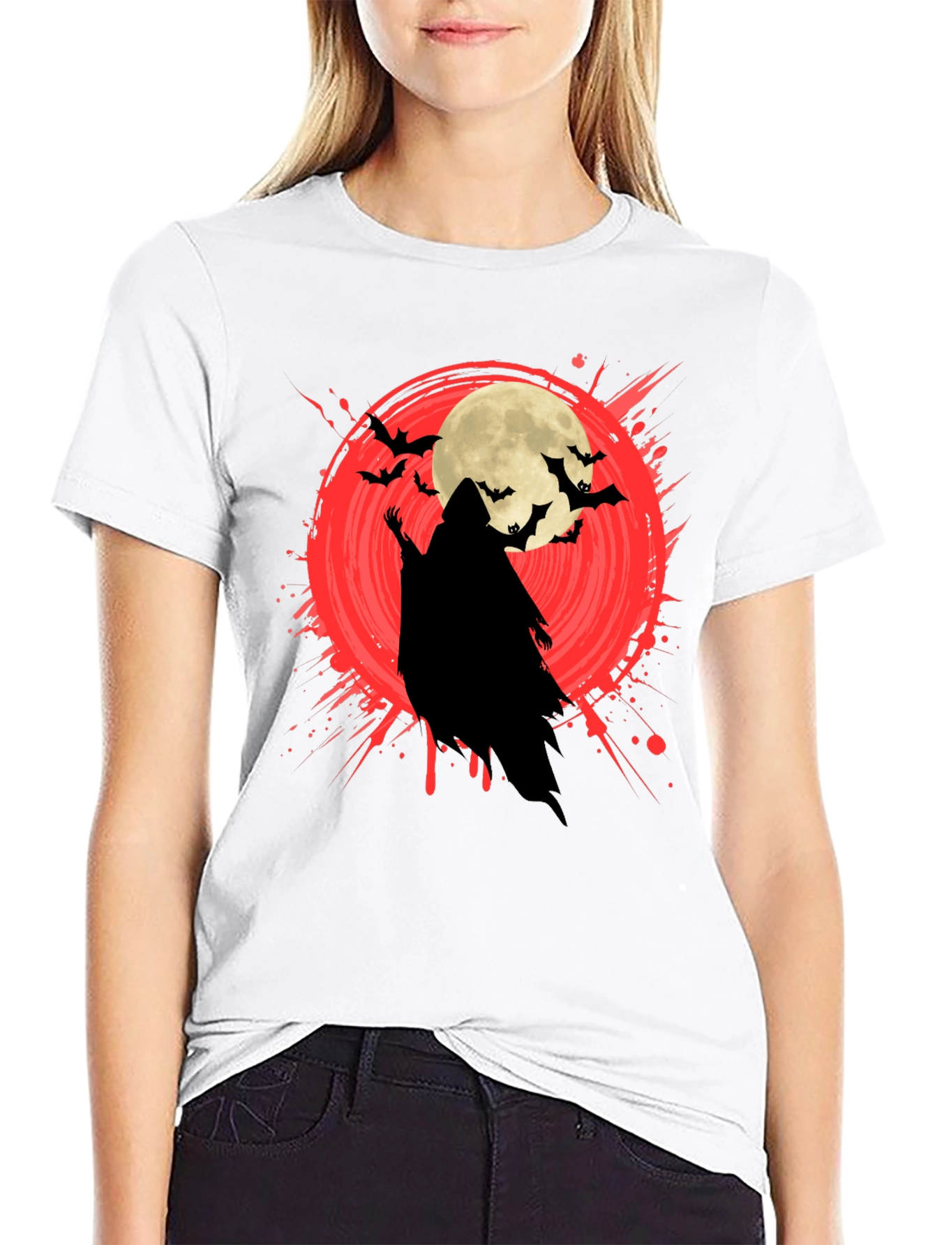 Halloween Grim Reaper Moon Bat T-Shirt