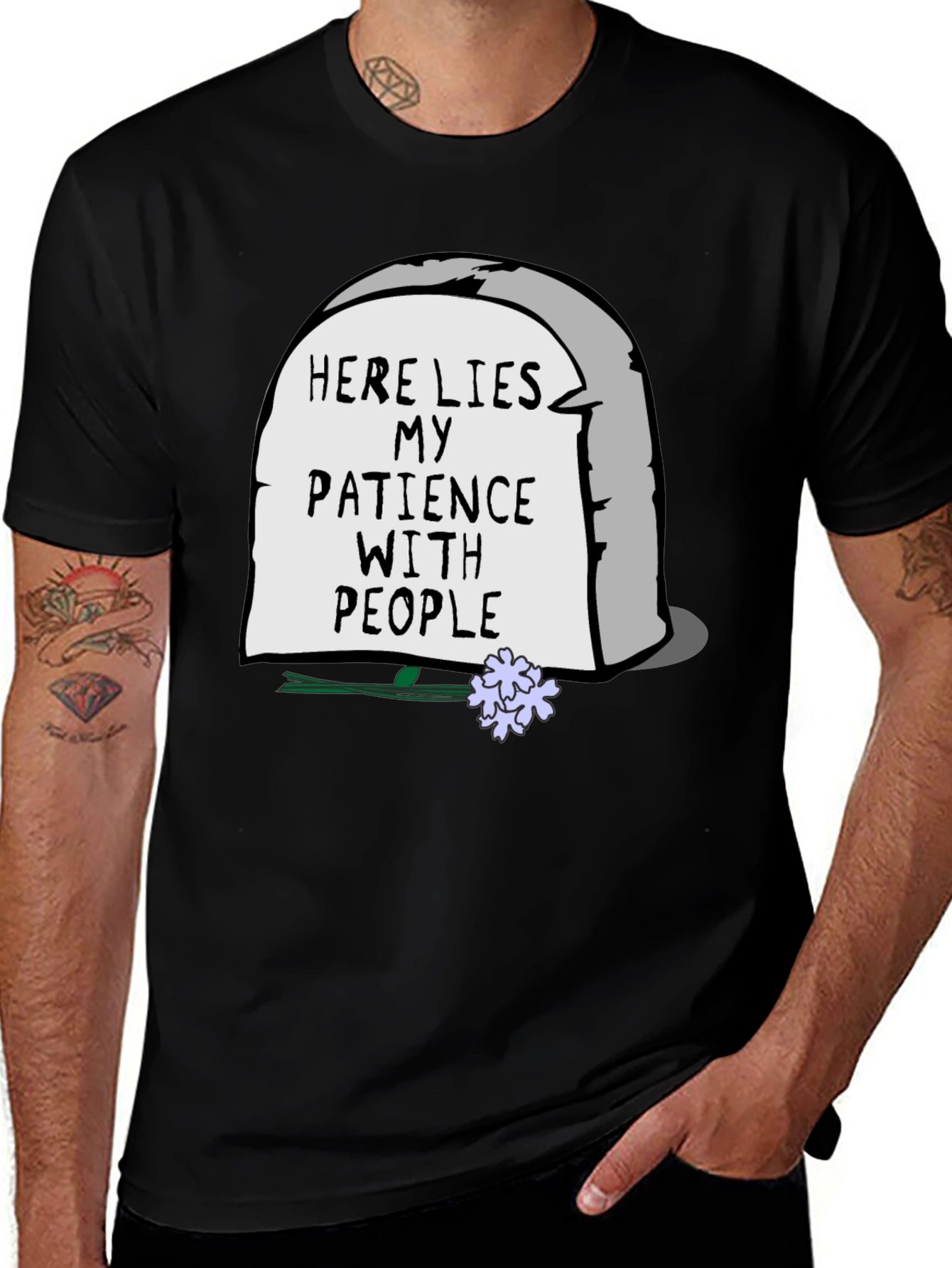 Here Lies My Patience T-Shirt - Sarcastic Graphic Tee
