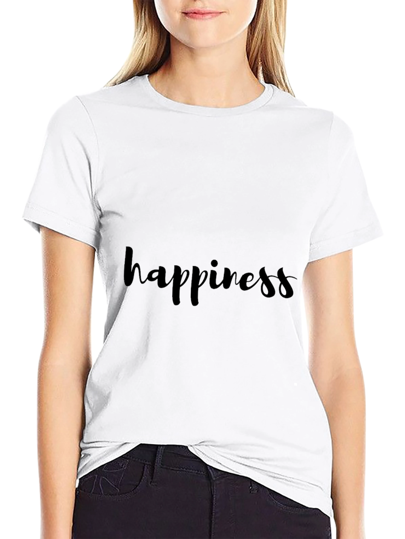 Happiness T-Shirt - Black Crew Neck Tee