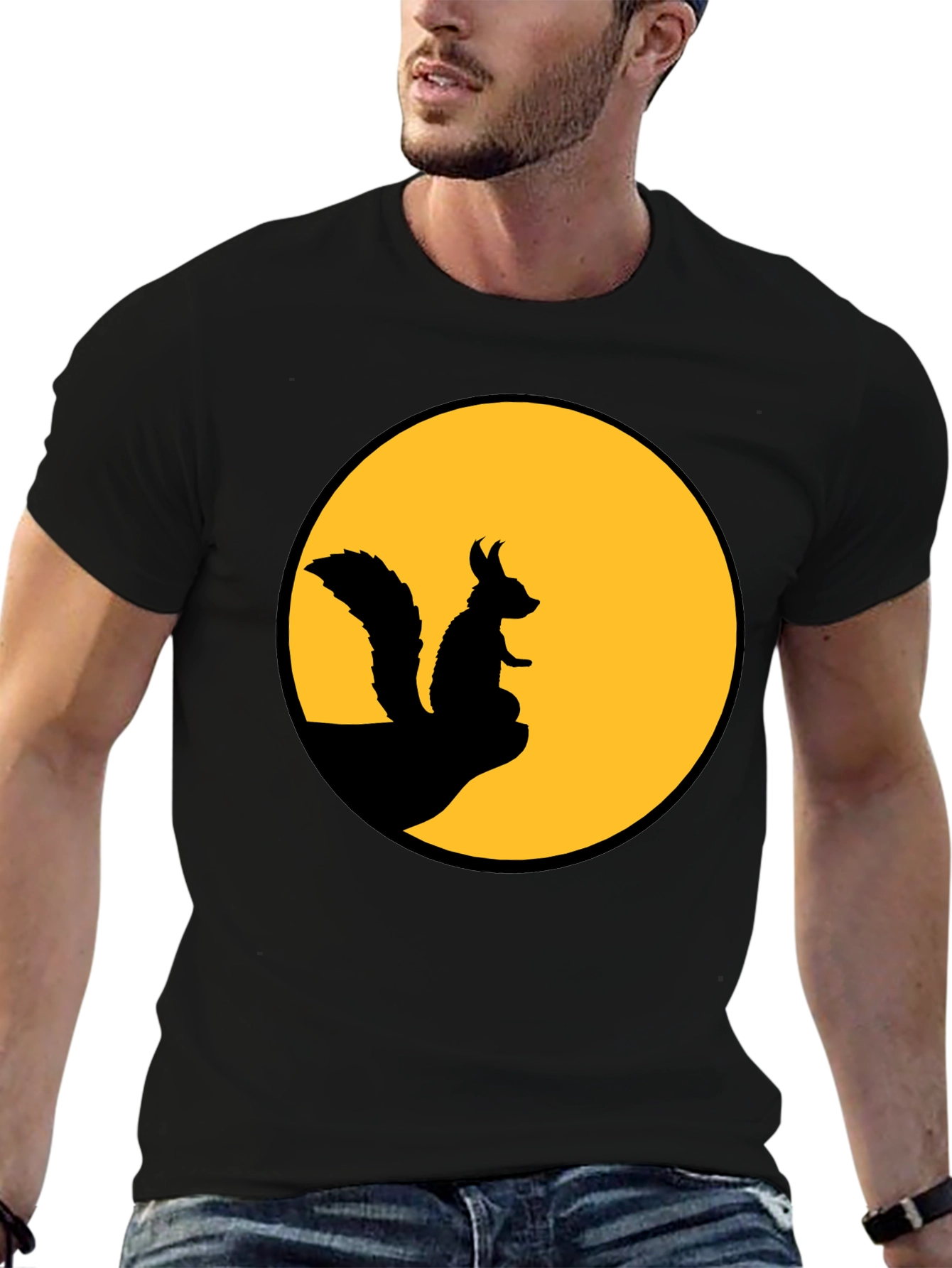 Squirrel Silhouette T-Shirt - Moon Graphic Tee