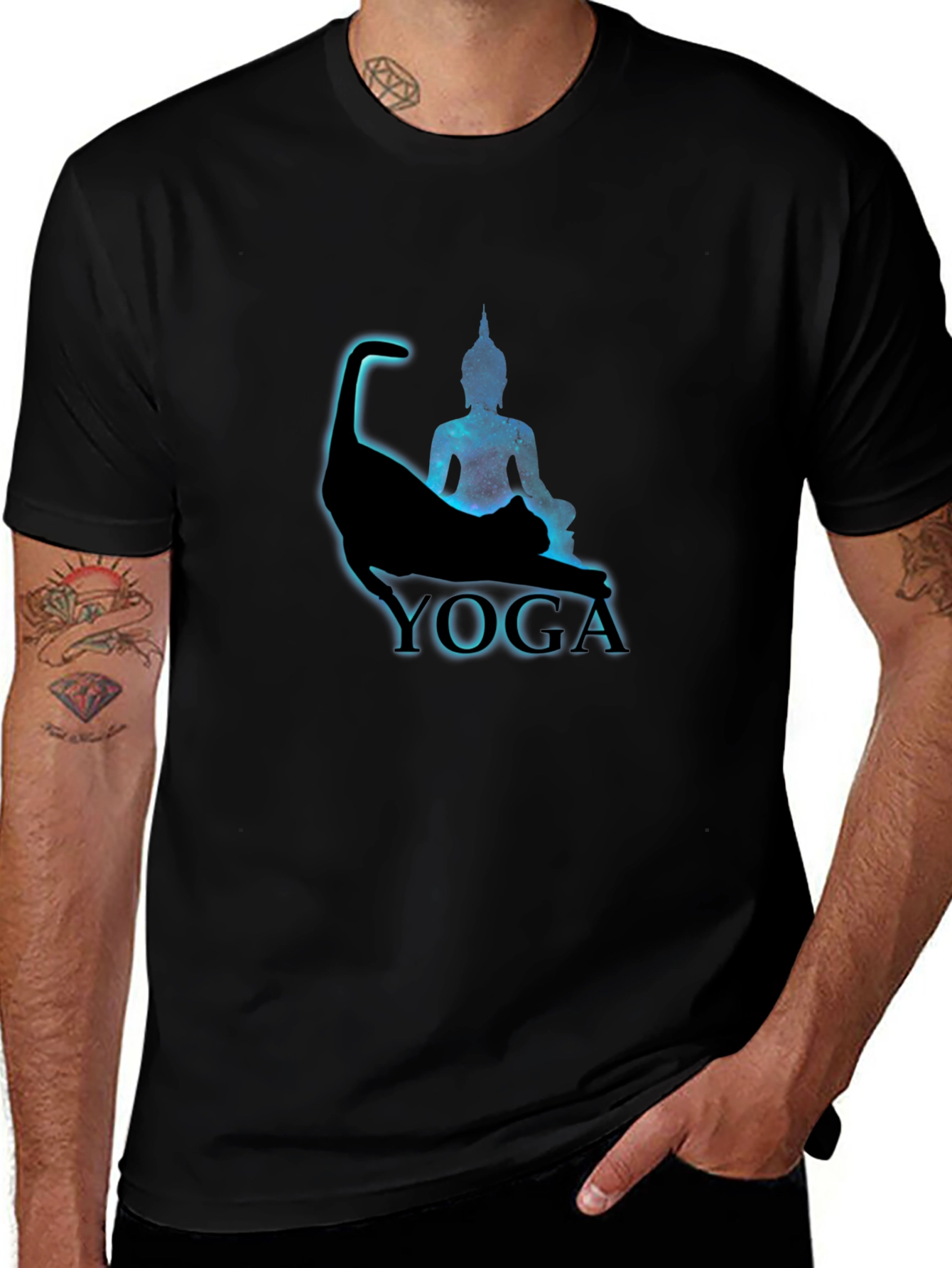 Yoga Cat & Buddha T-Shirt - Meditate in Style!