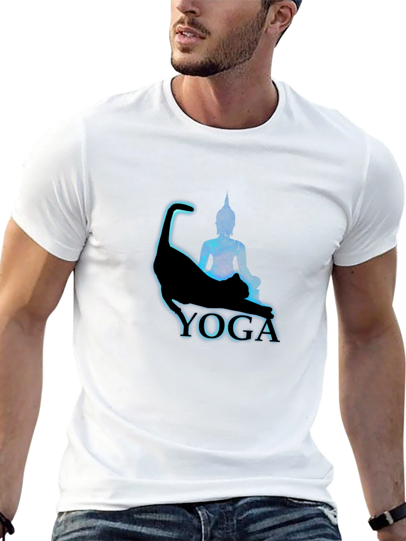 Yoga Cat & Buddha T-Shirt - Meditate in Style!