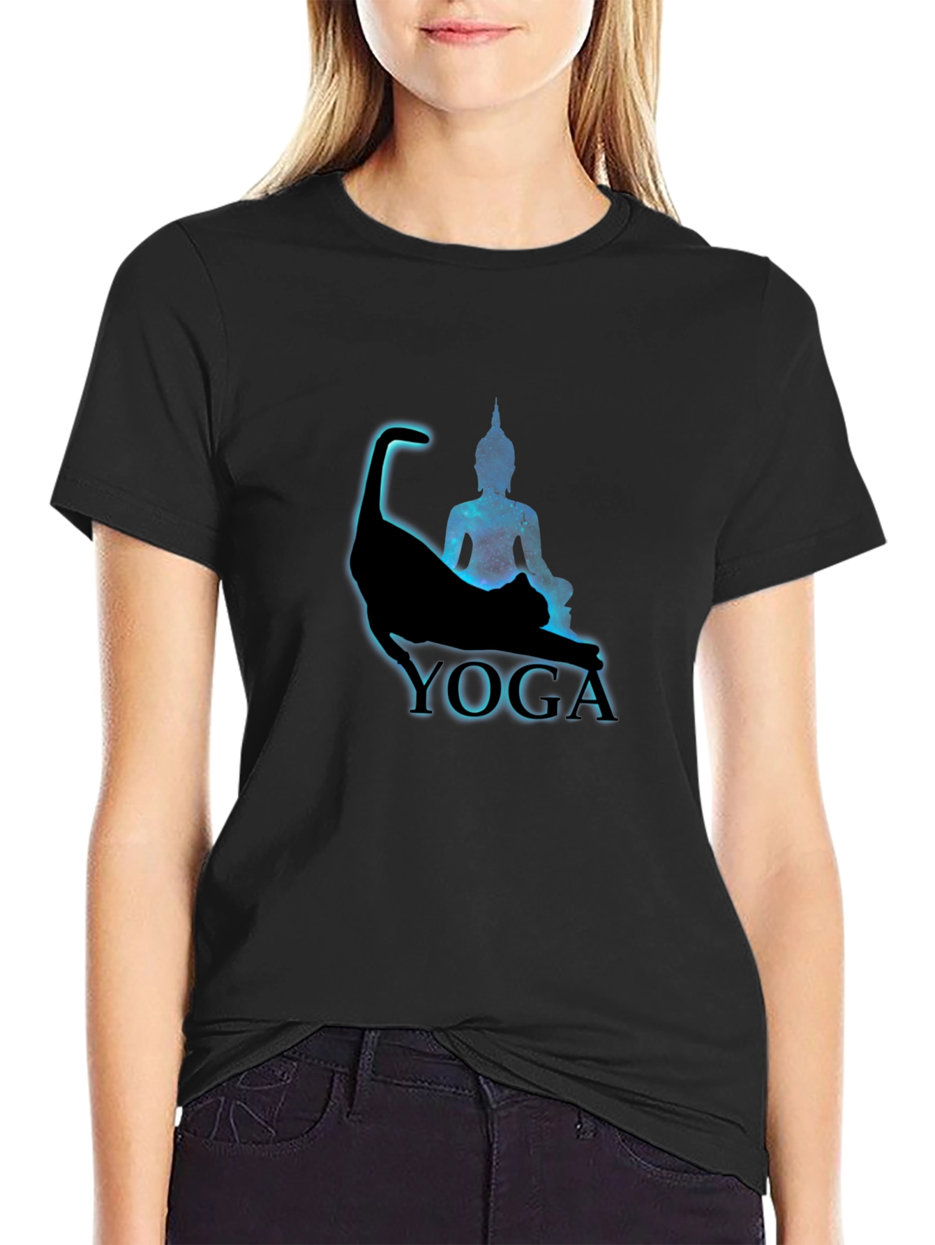 Yoga Cat & Buddha T-Shirt - Meditate in Style!