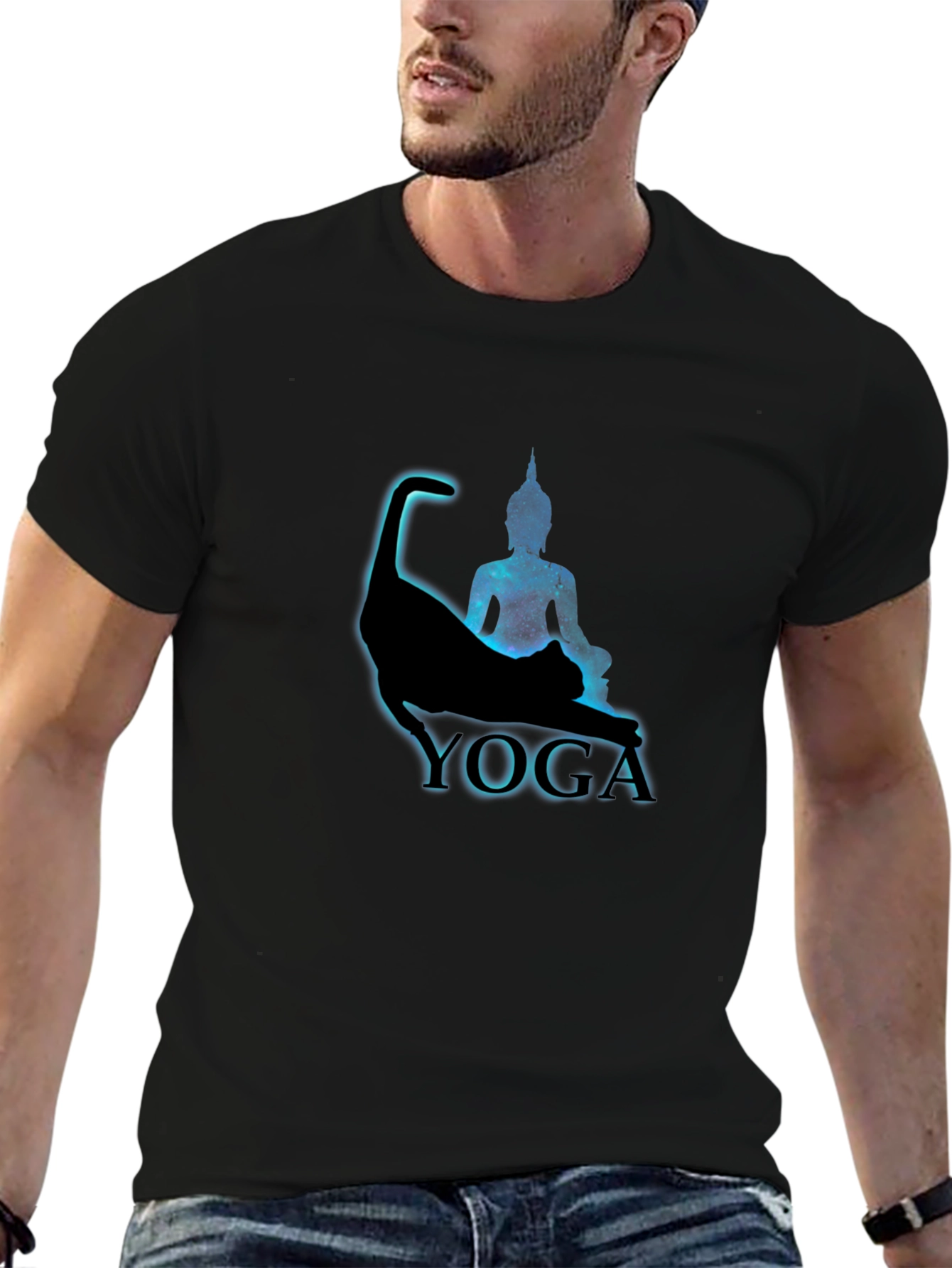 Yoga Cat & Buddha T-Shirt - Meditate in Style!