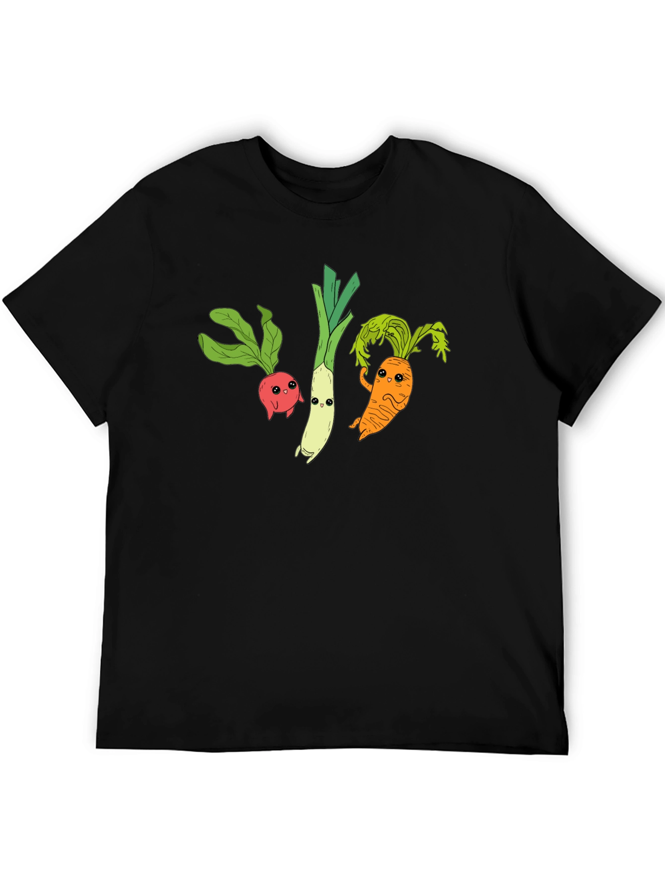 Veggie Cartoon Graphic Black T-Shirt