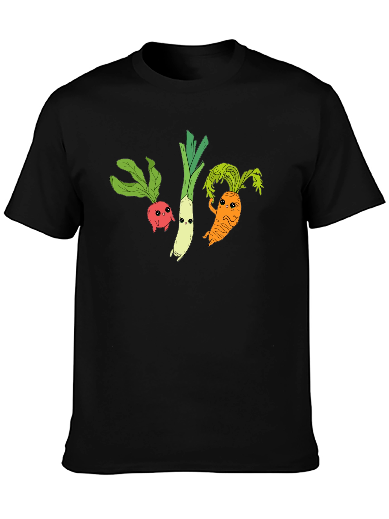 Veggie Cartoon Graphic Black T-Shirt