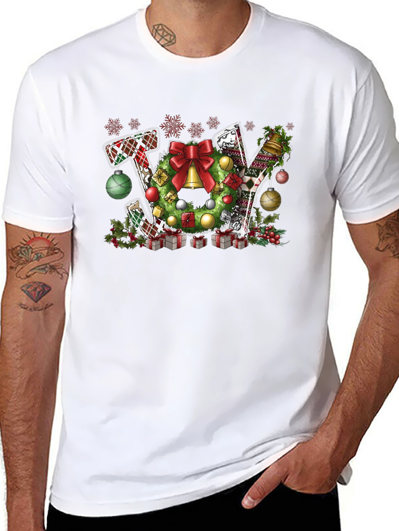 Christmas JOY T-Shirt Festive Wreath Design
