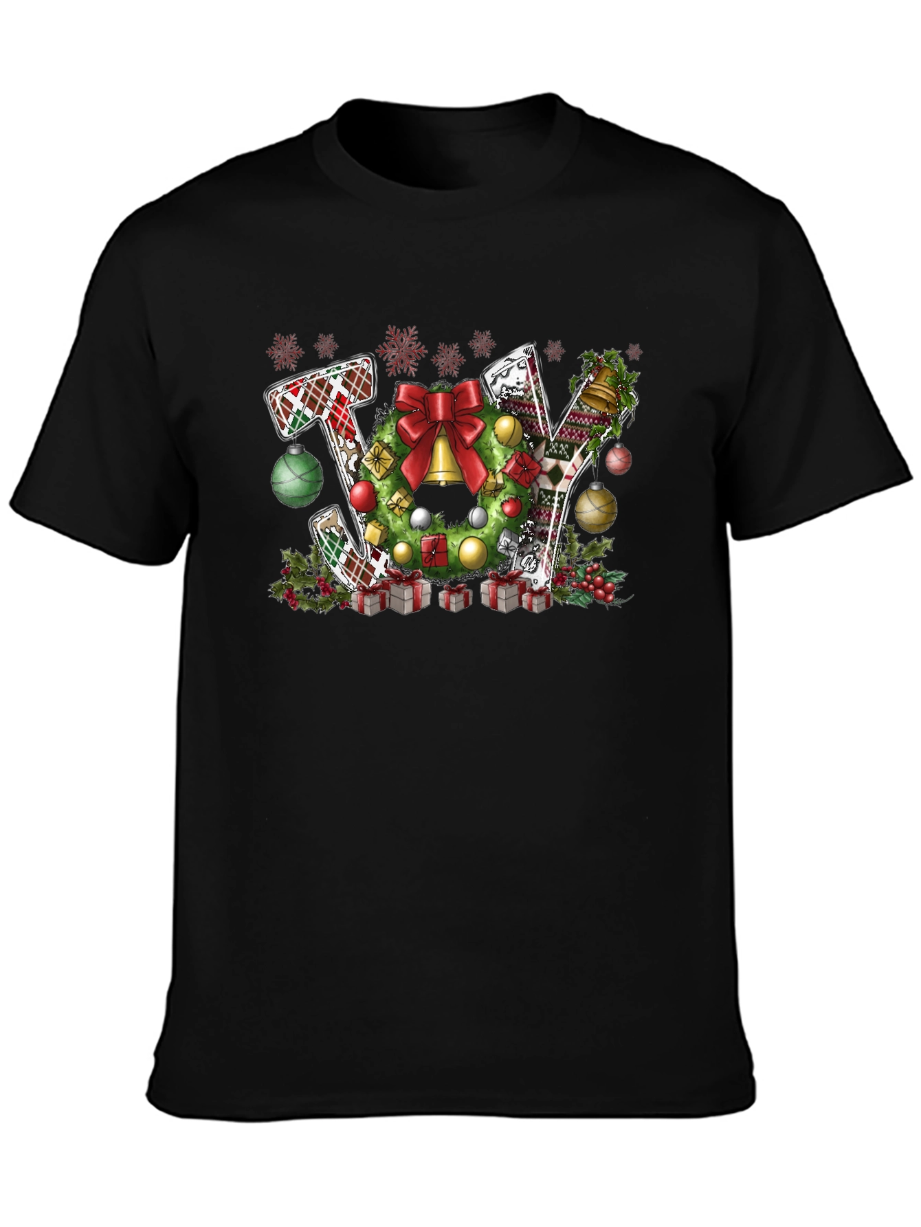 Christmas JOY T-Shirt Festive Wreath Design