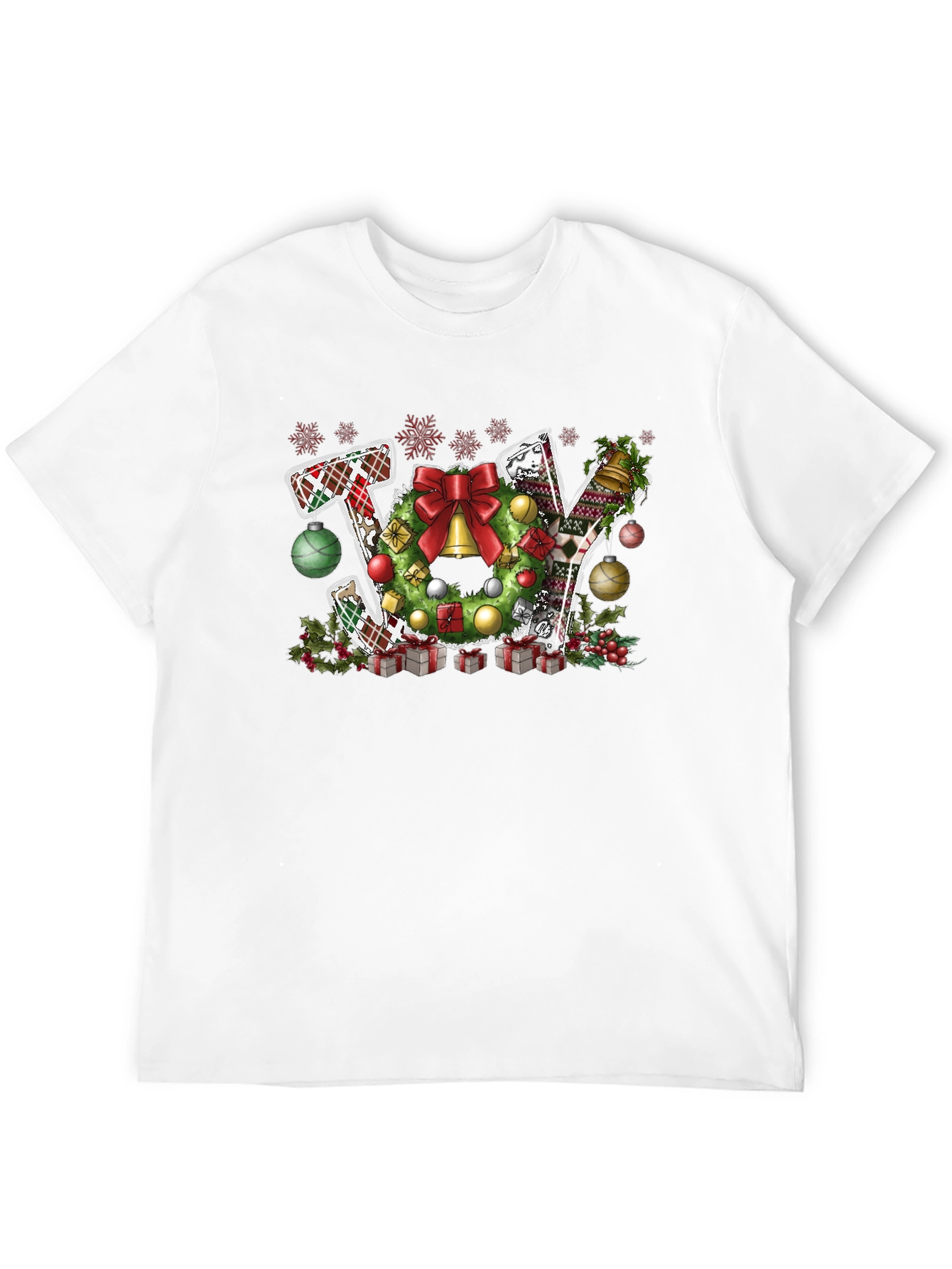 Christmas JOY T-Shirt Festive Wreath Design