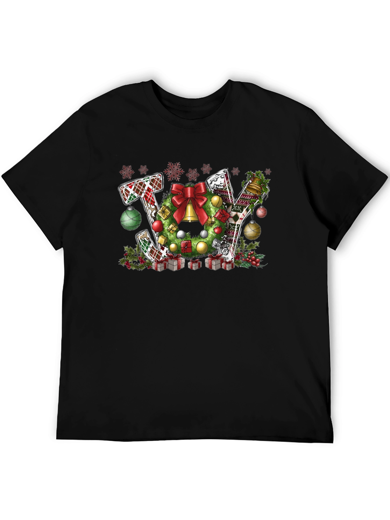 Christmas JOY T-Shirt Festive Wreath Design