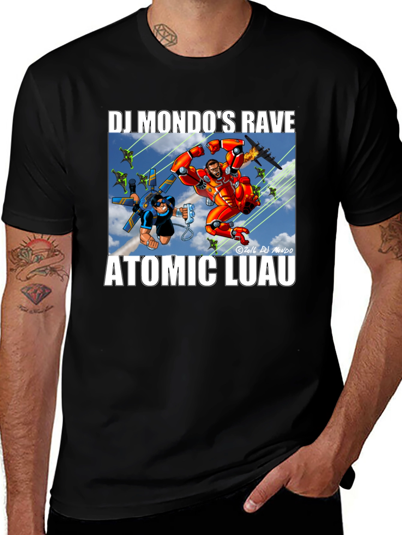 DJ Mondos Rave Atomic Luau Black T-Shirt