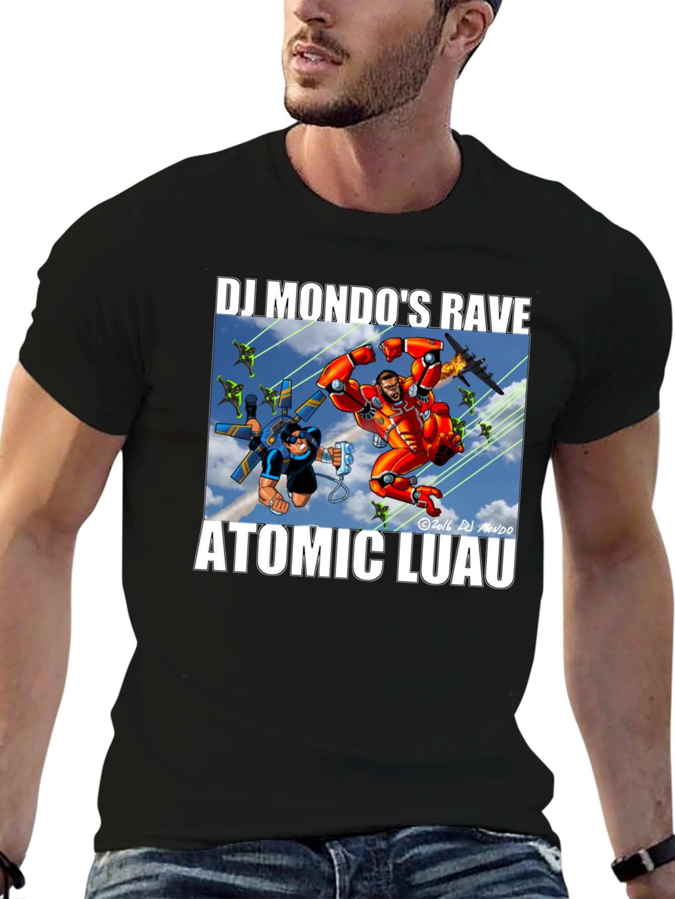 DJ Mondos Rave Atomic Luau Black T-Shirt