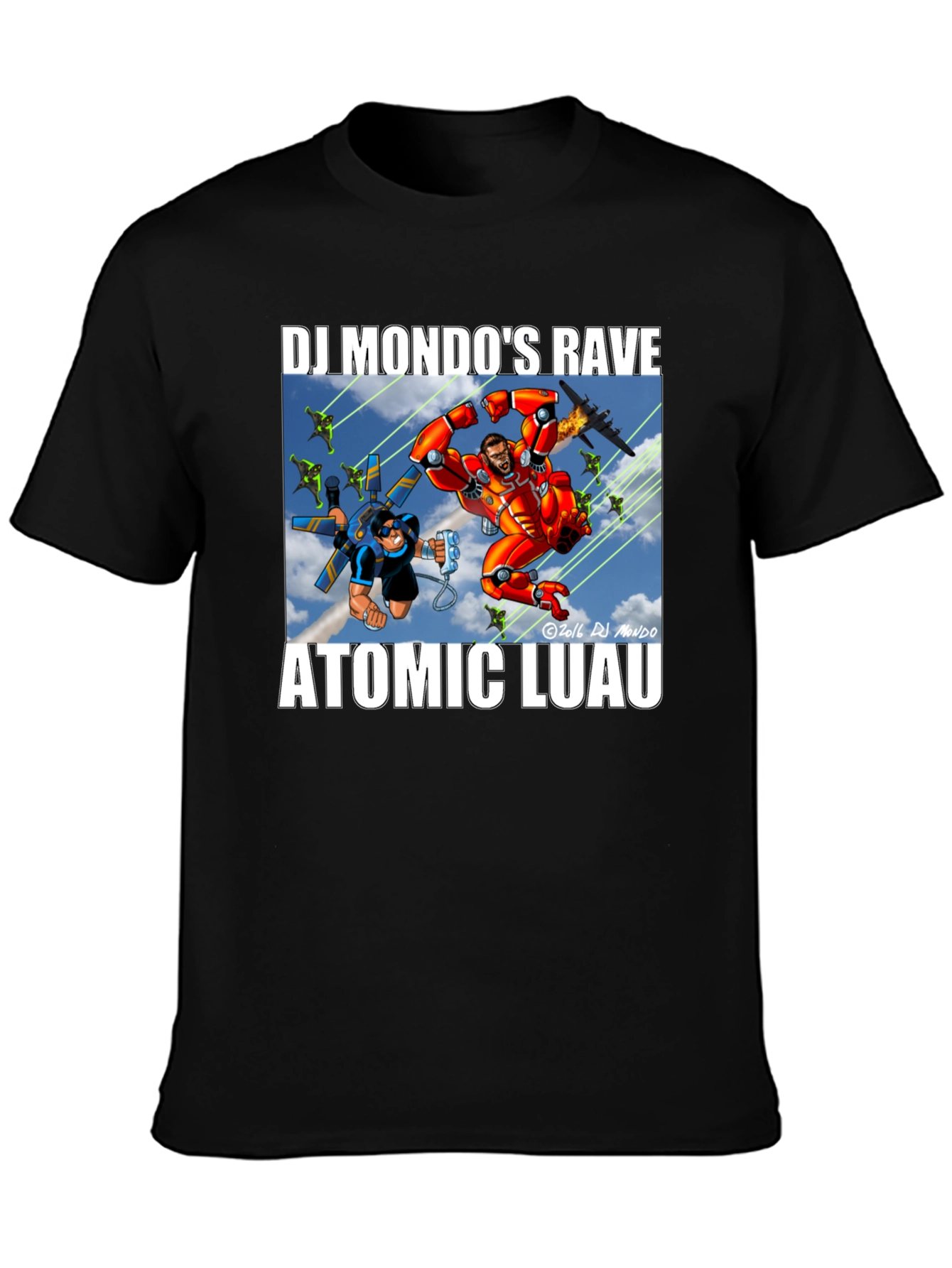 DJ Mondos Rave Atomic Luau Black T-Shirt
