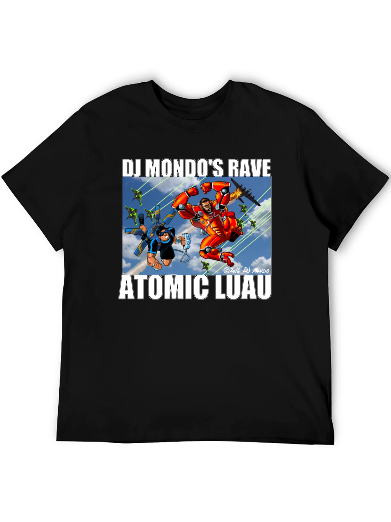 DJ Mondos Rave Atomic Luau Black T-Shirt