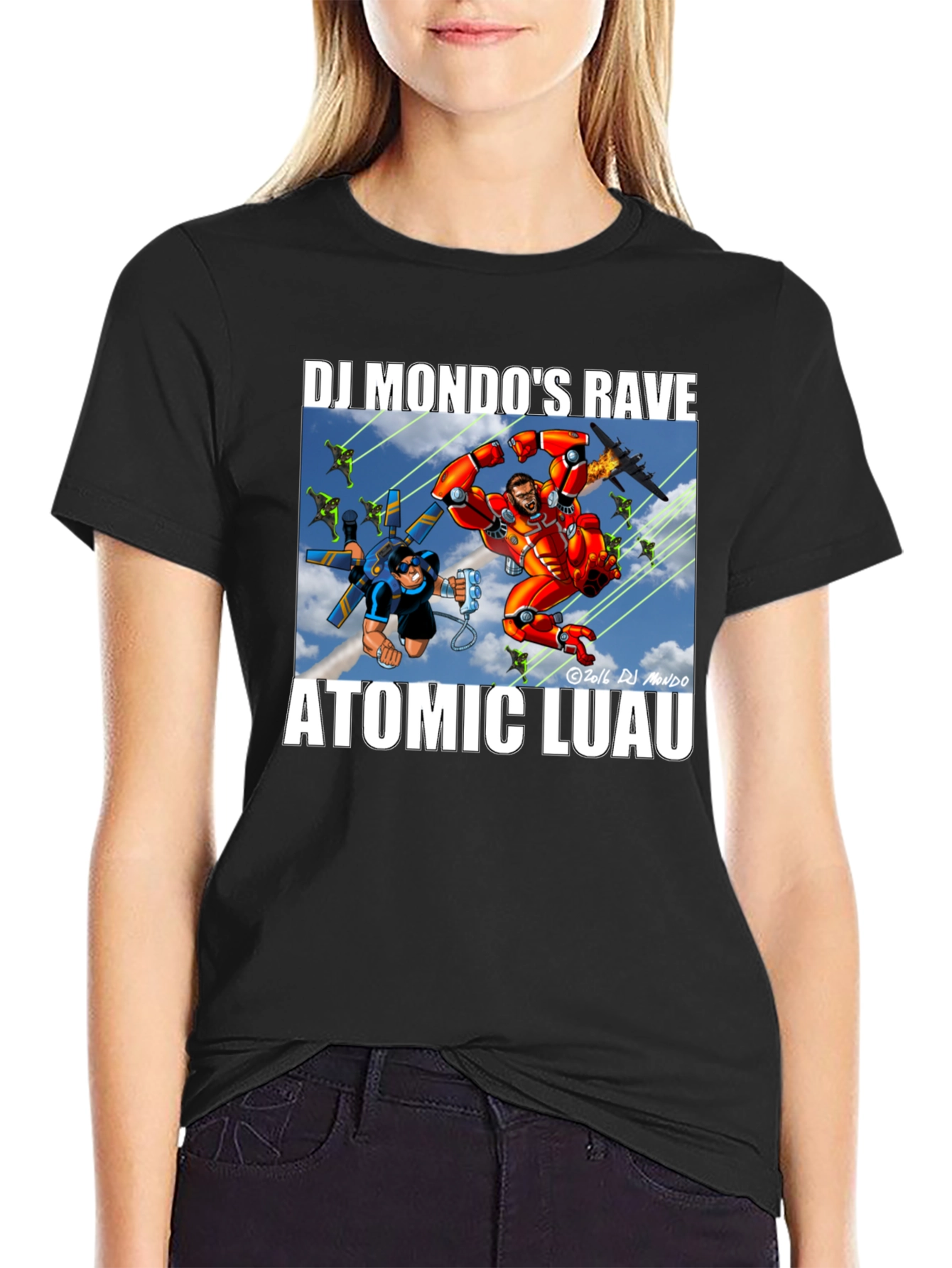 DJ Mondos Rave Atomic Luau Black T-Shirt