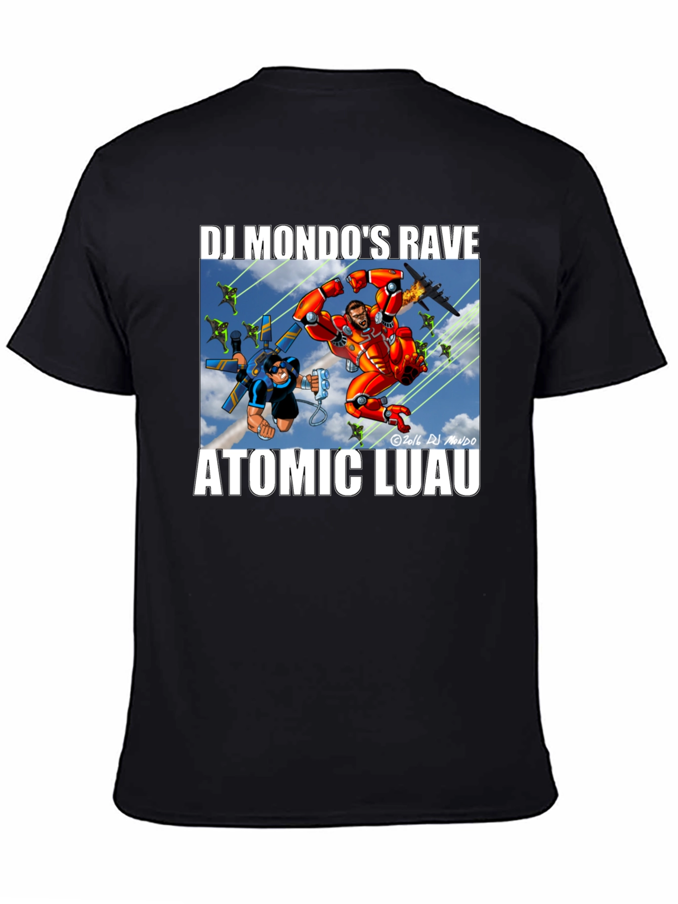 DJ Mondos Rave Atomic Luau Black T-Shirt