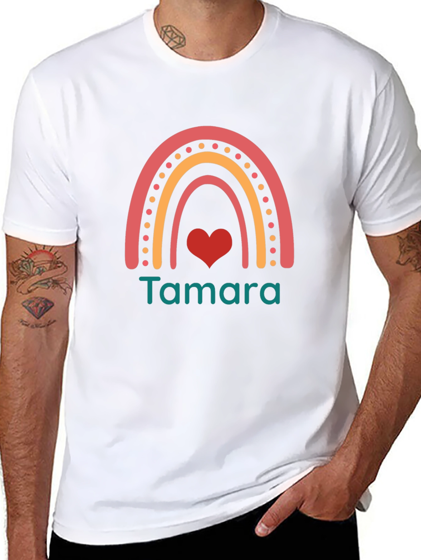 Personalized Rainbow Heart Tamara T-Shirt