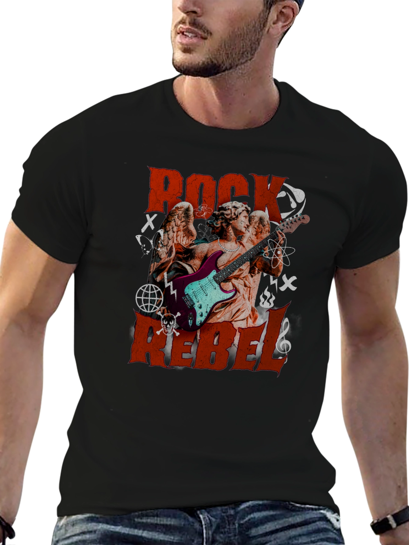 Rock Rebel Graphic Tee - Angel Guitarist