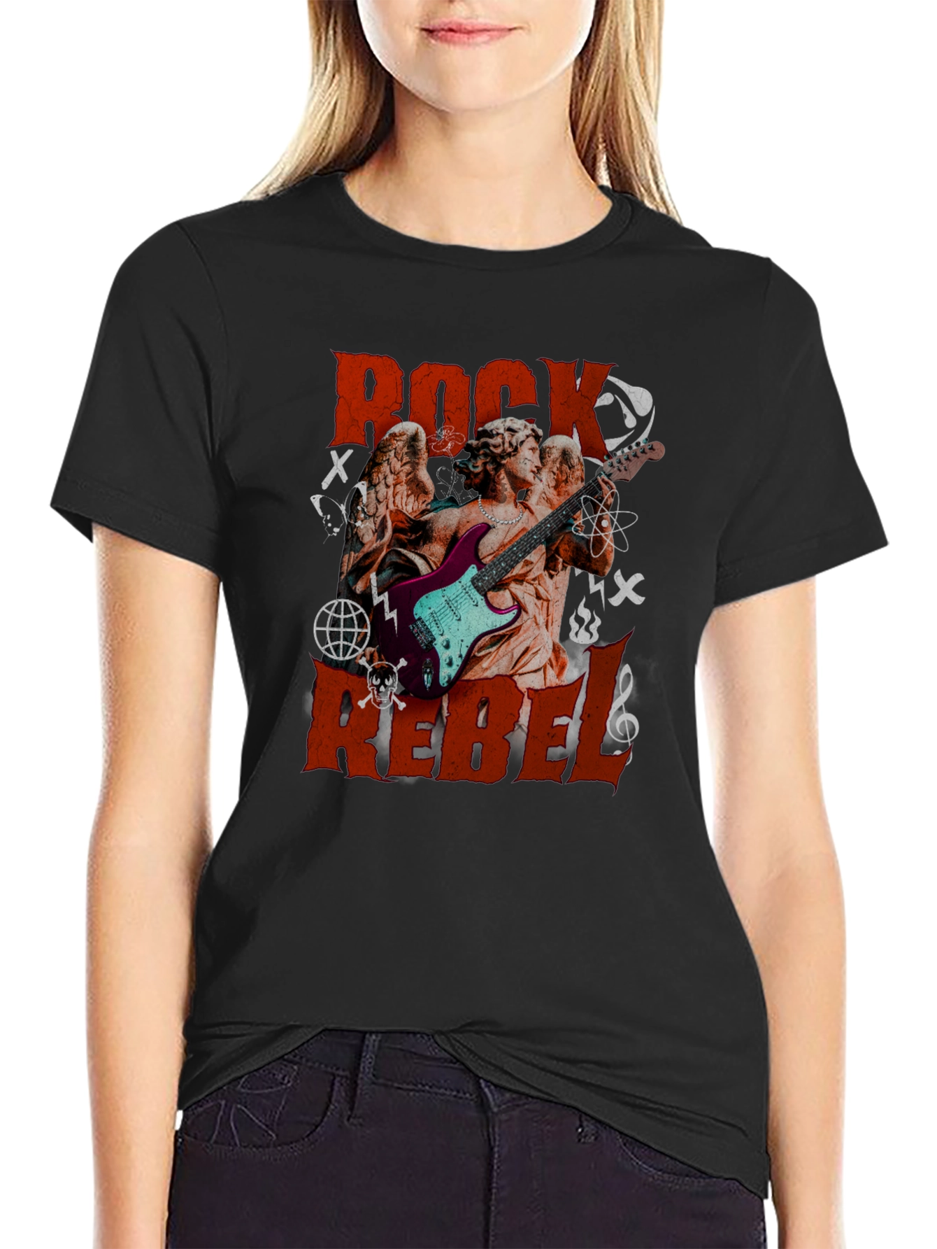 Rock Rebel Graphic Tee - Angel Guitarist