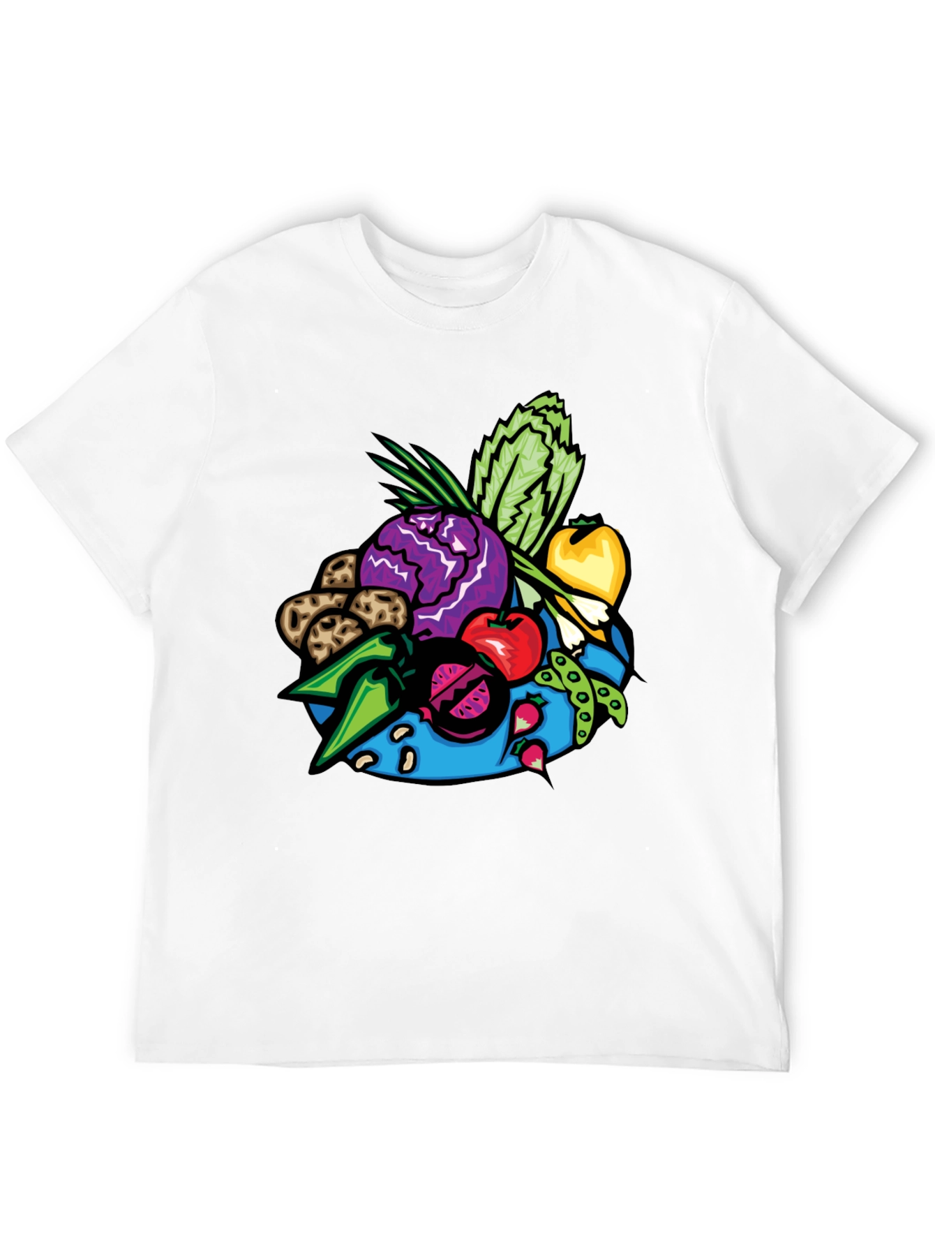 Vibrant Vegetable Patch Graphic Tee - Black