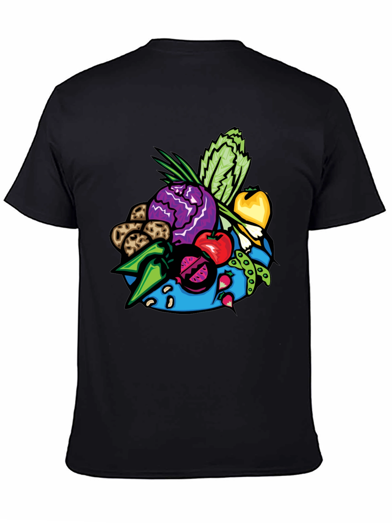 Vibrant Vegetable Patch Graphic Tee - Black