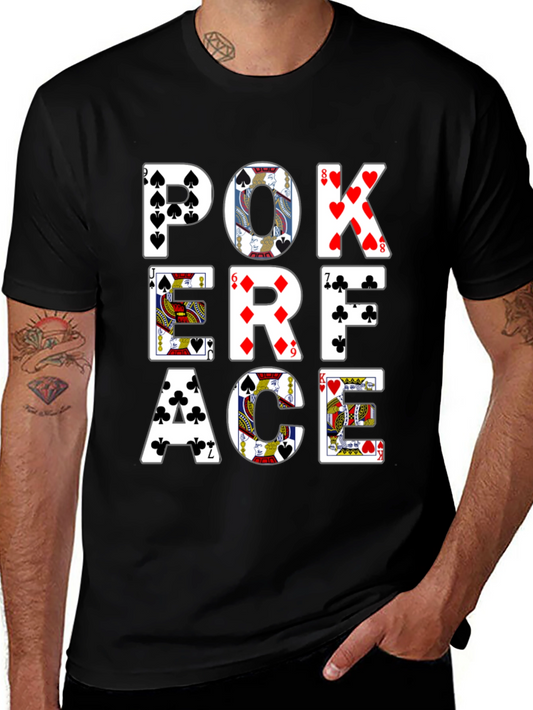 Poker Face Graphic Tee - Black Cotton T-Shirt