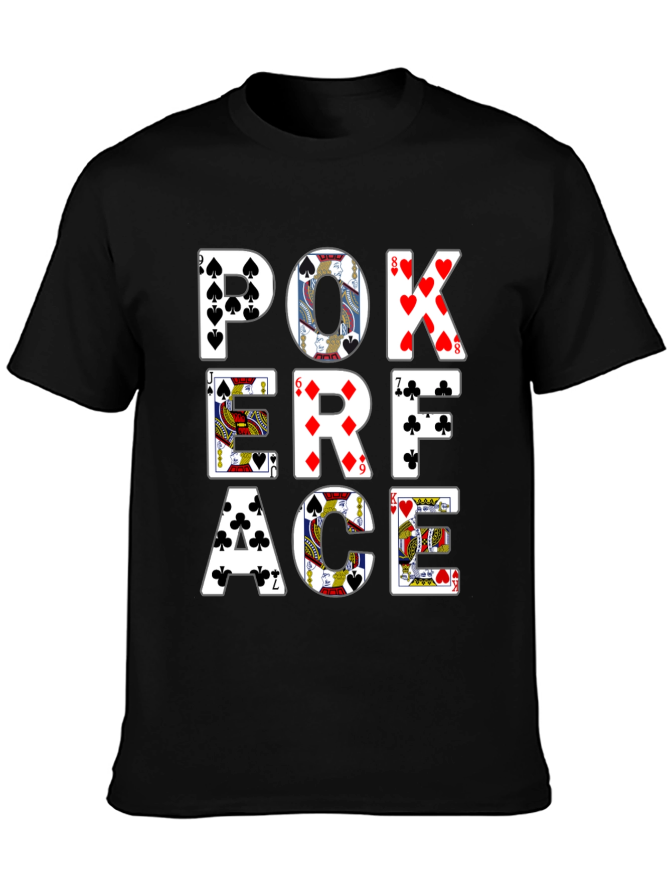 Poker Face Graphic Tee - Black Cotton T-Shirt