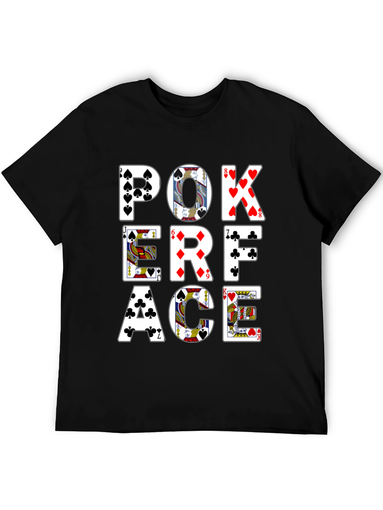 Poker Face Graphic Tee - Black Cotton T-Shirt