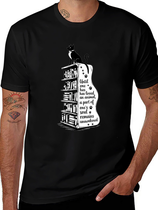 Cat & Books T-Shirt - Awakened Soul