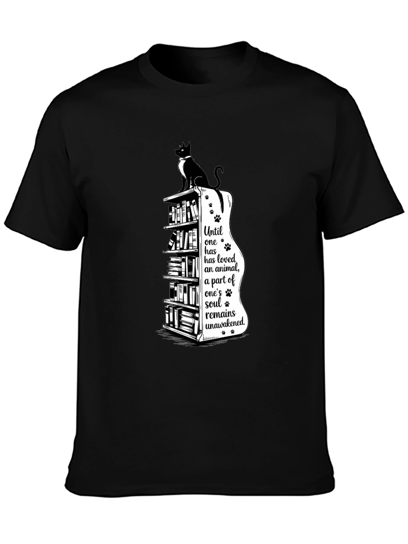 Cat & Books T-Shirt - Awakened Soul