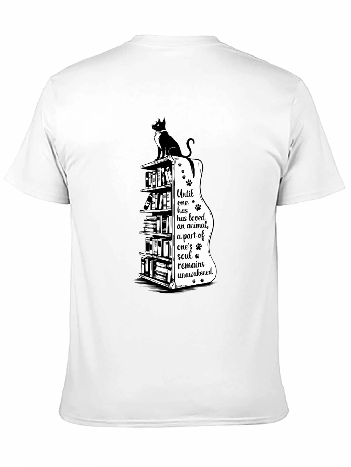 Cat & Books T-Shirt - Awakened Soul