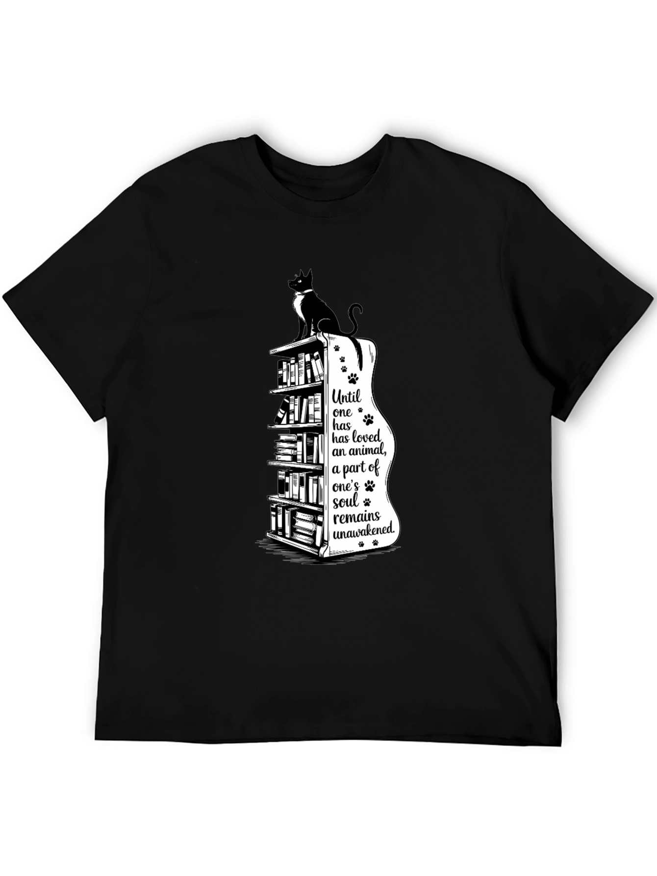 Cat & Books T-Shirt - Awakened Soul